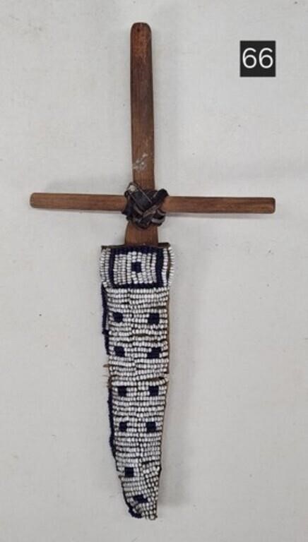 Native American Plaines Beaded Knife and Sheath