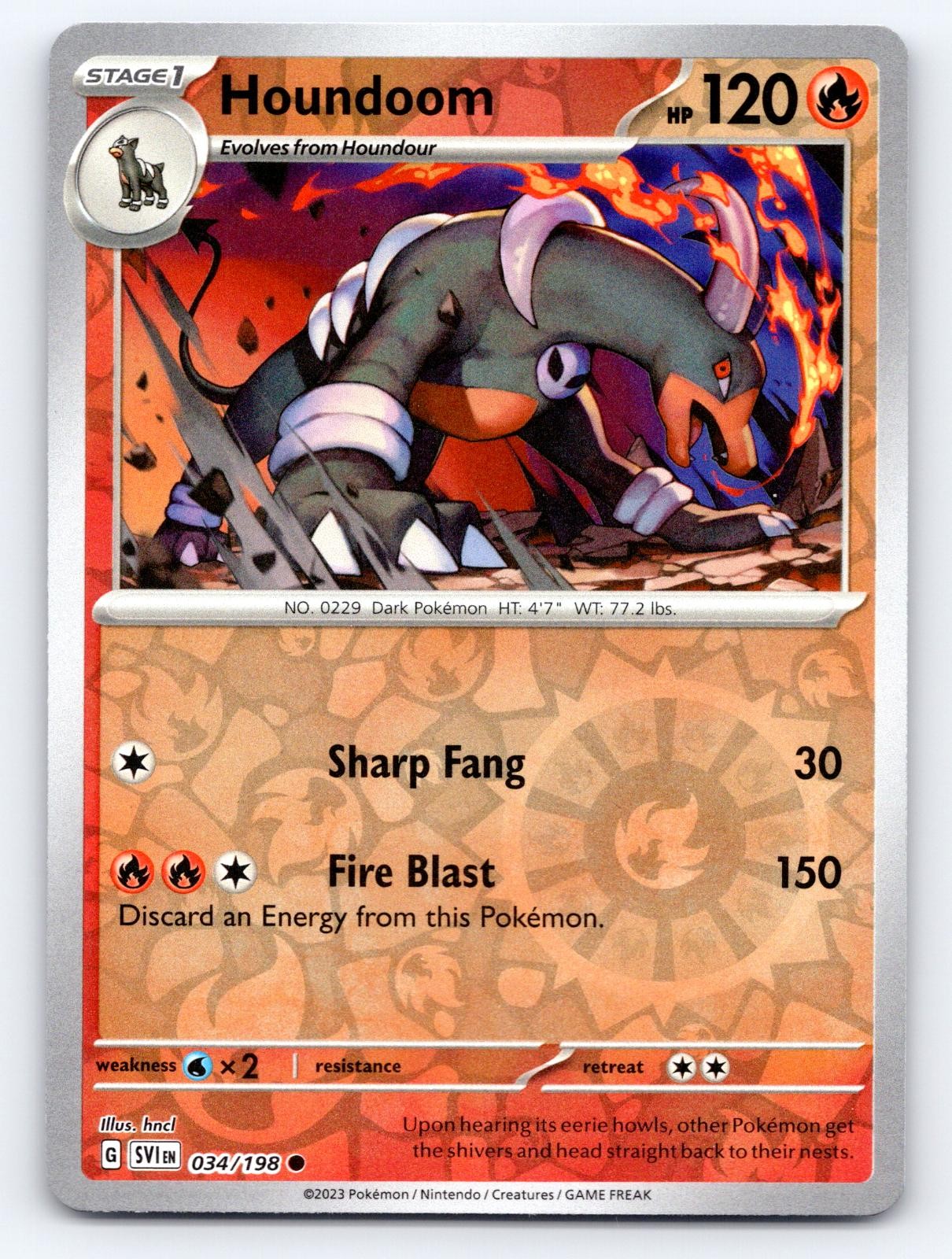 Houndoom 034/198 Common Scarlet & Violet Pokemon Reverse Holo Lightly Played