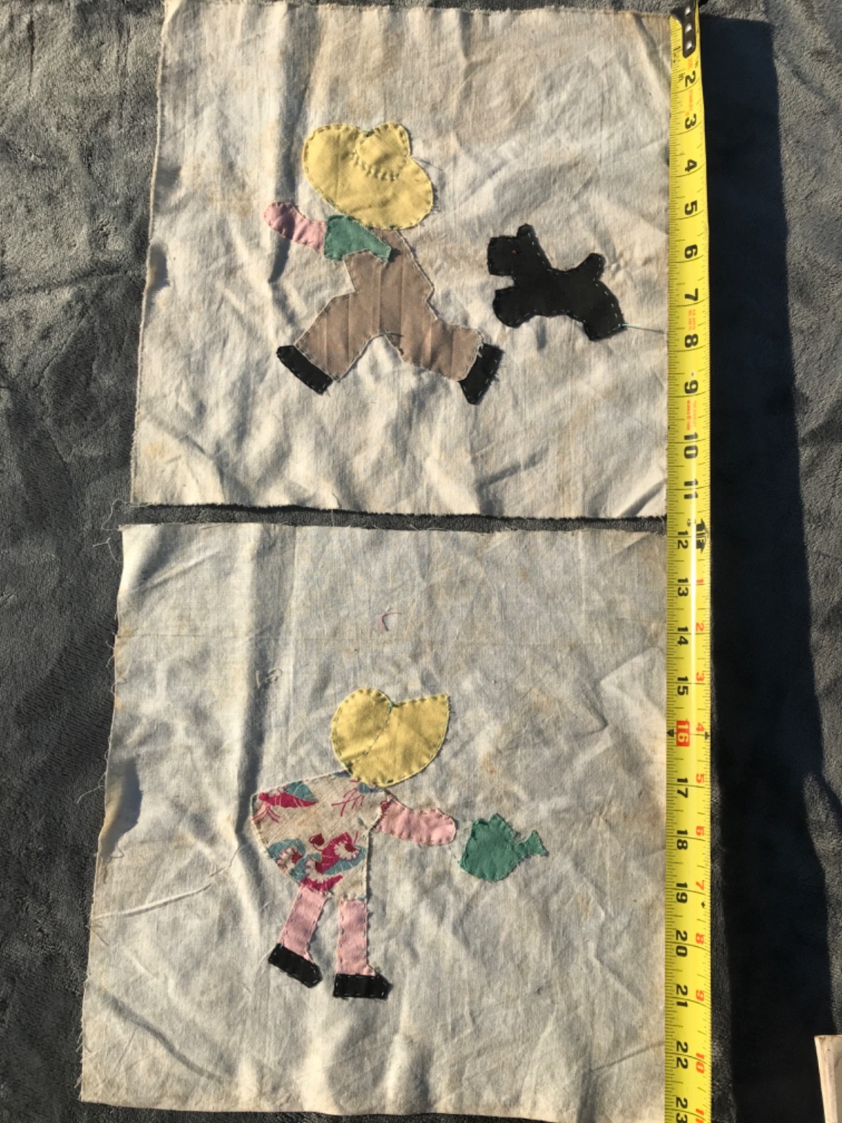 vintage hand stitched quilt appliques overall bill