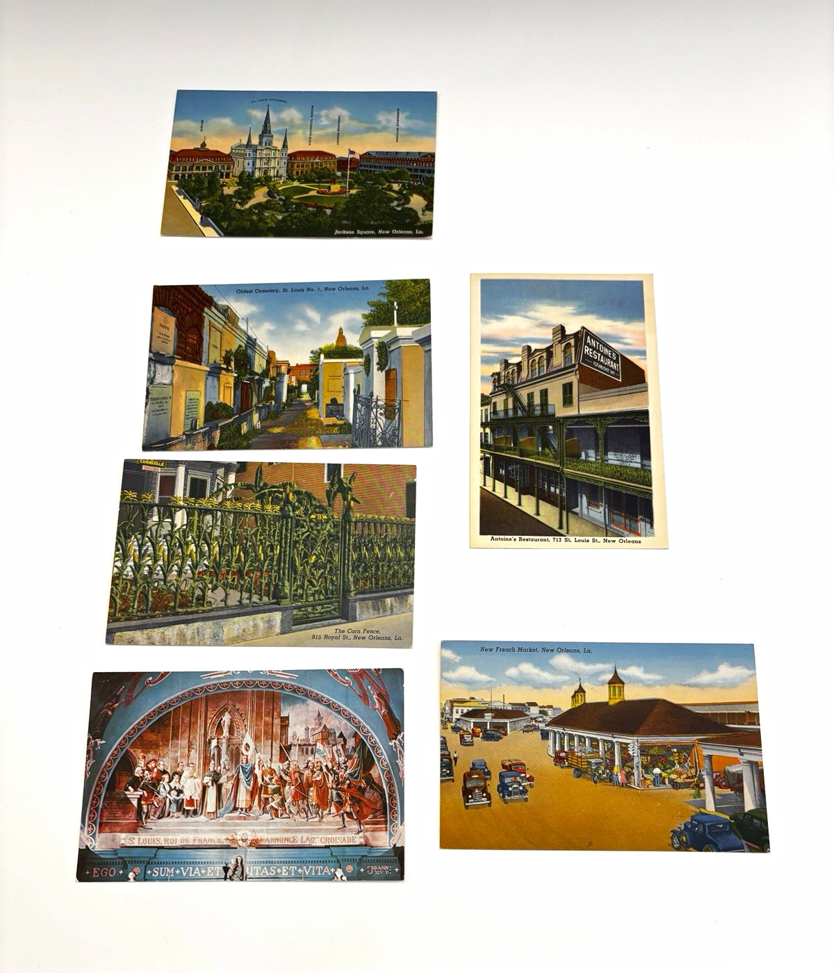 Vintage LOT (6) New Orleans LA Postcards (Jackson Sq, St. Louis)