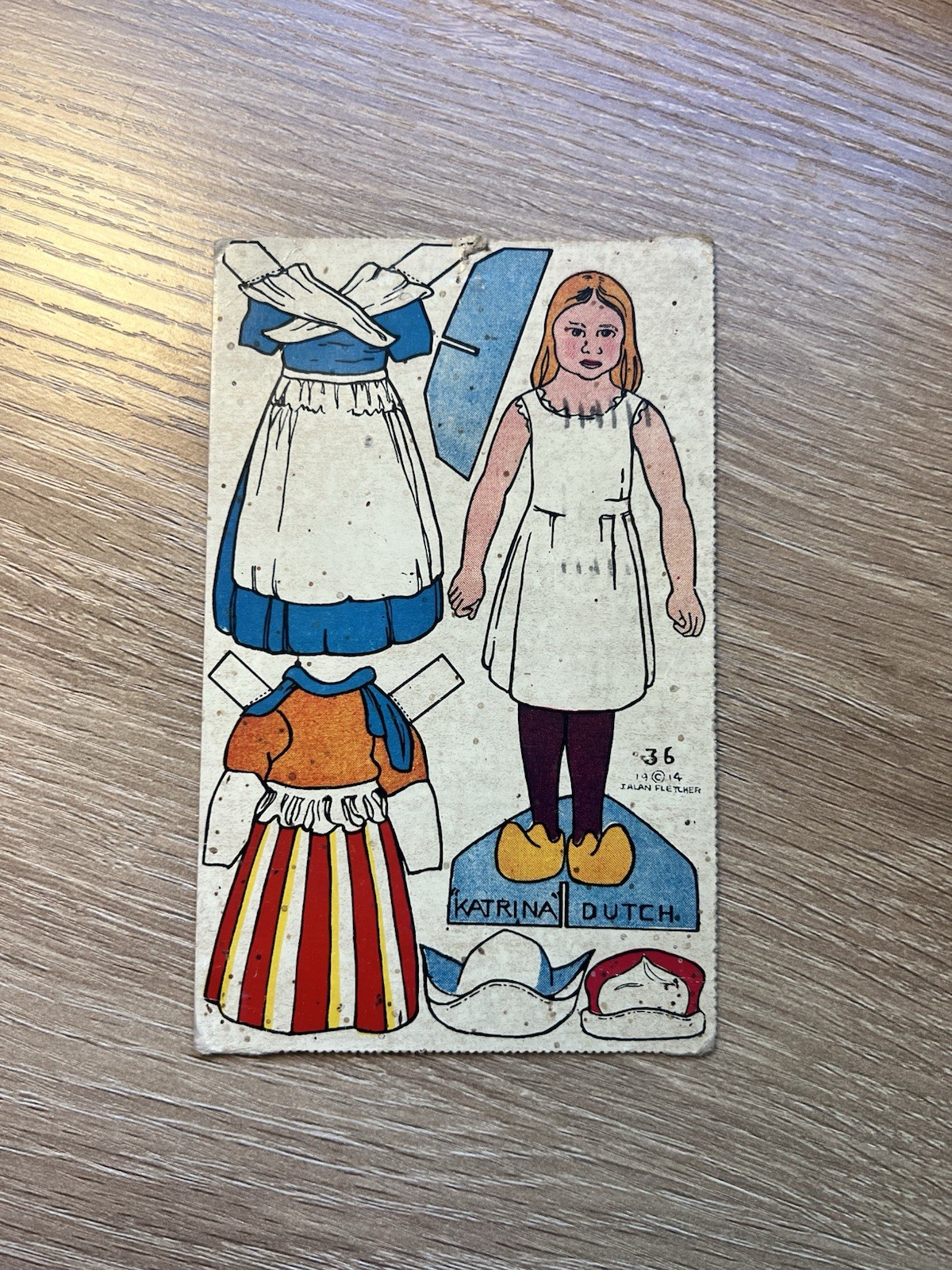 1914 J. Alan Fletcher Postcard #36 Cut Out Paper Doll “Katrina Dutch”