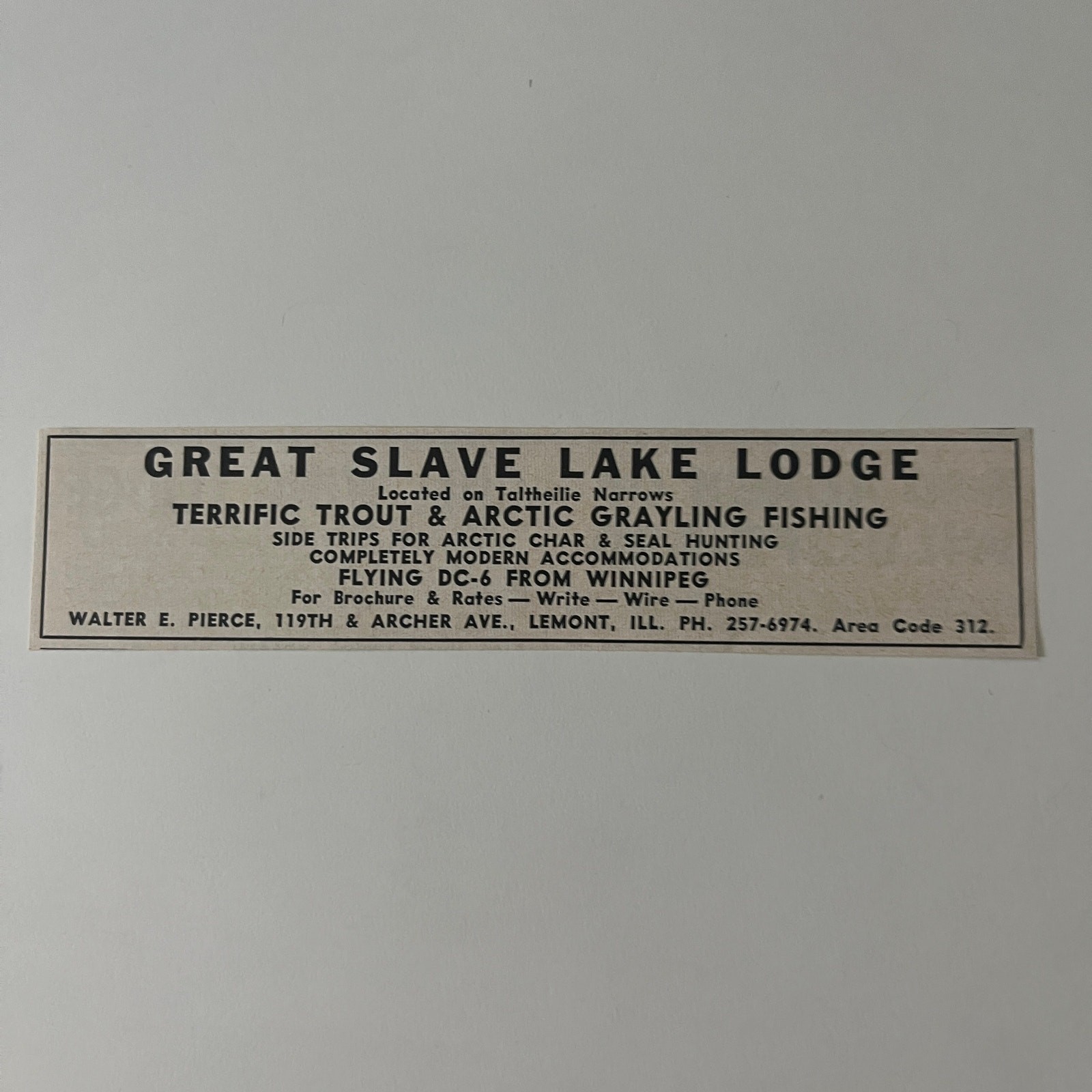 Great Slave Lake Lodge Arctic Grayling Fishing Lemont IL 1966 Ad SAH8-3