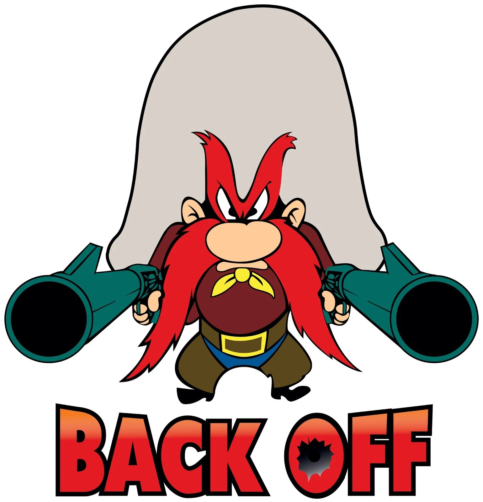 YOSEMITE SAM BACK OFF RAT ROD  HOT ROD RAT FINK BIKER MOTORCYCLES GUNS STICKER