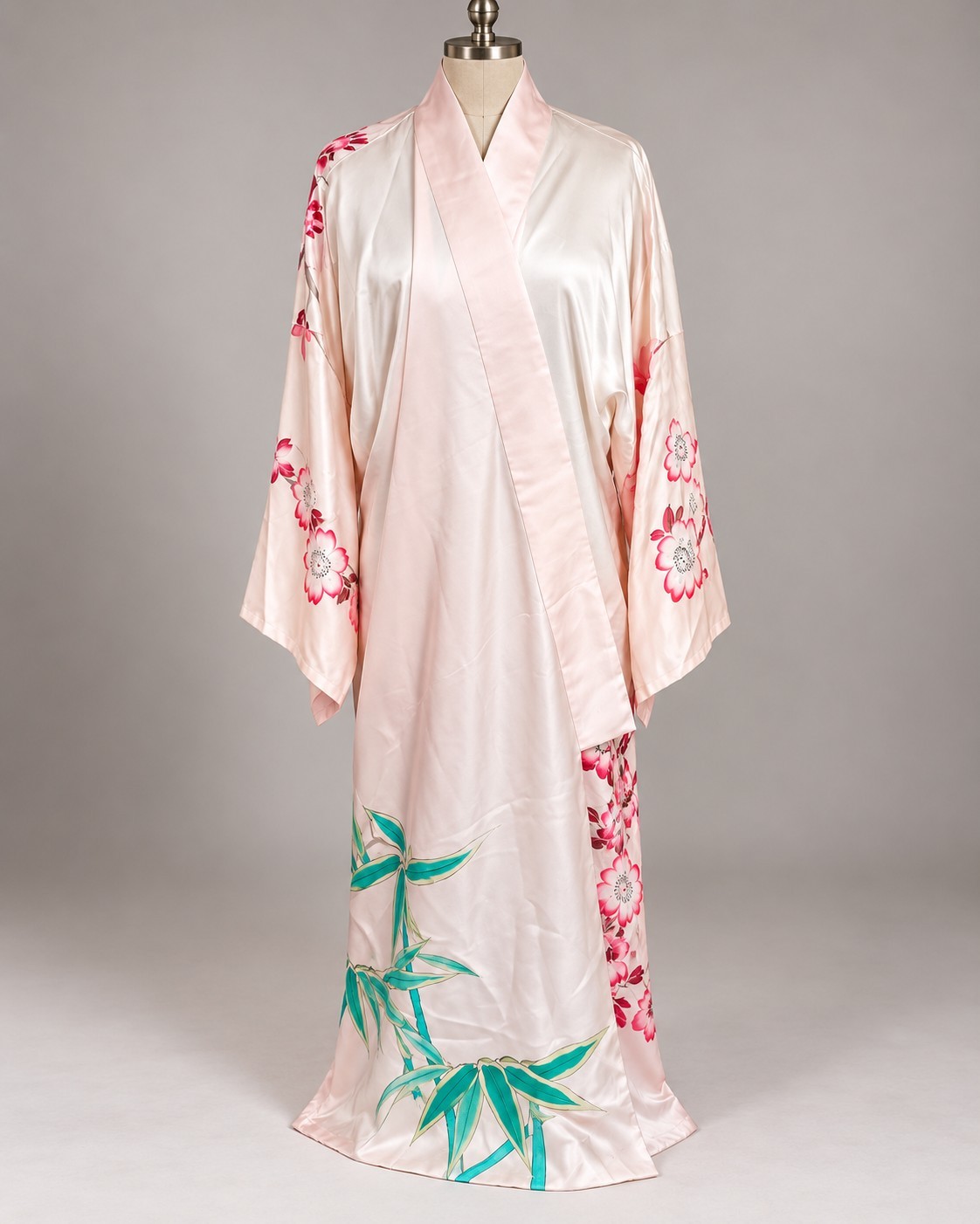 Vintage Silk Kimono Robe Peacock Floral CPO GI Souvenir Occupied Japan Era