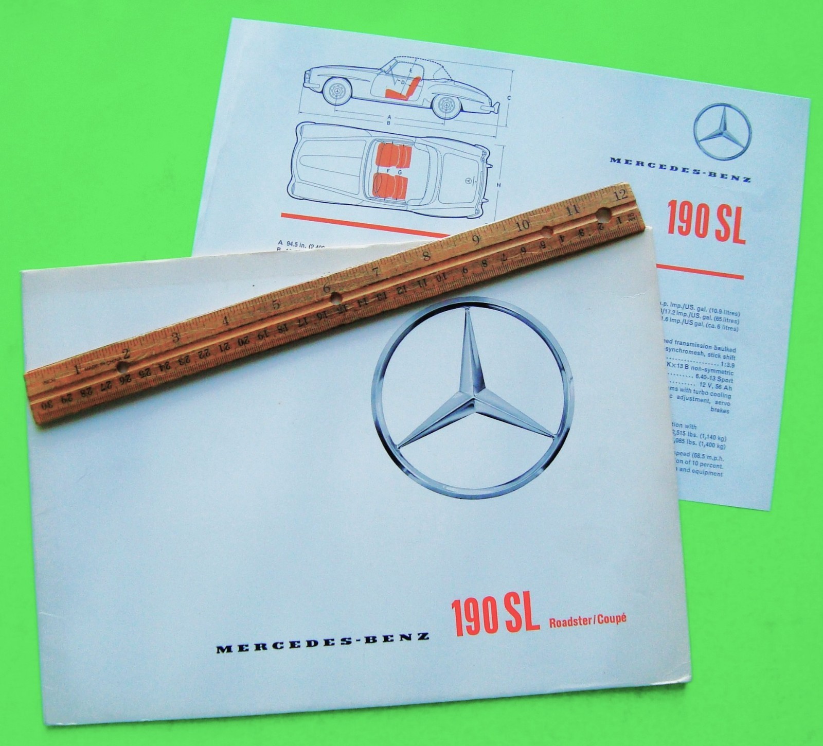 1962 MERCEDES BENZ 190SL USA DLX 30-pg COLOR CATALOG + SPEC INSERT Brochure XLNT