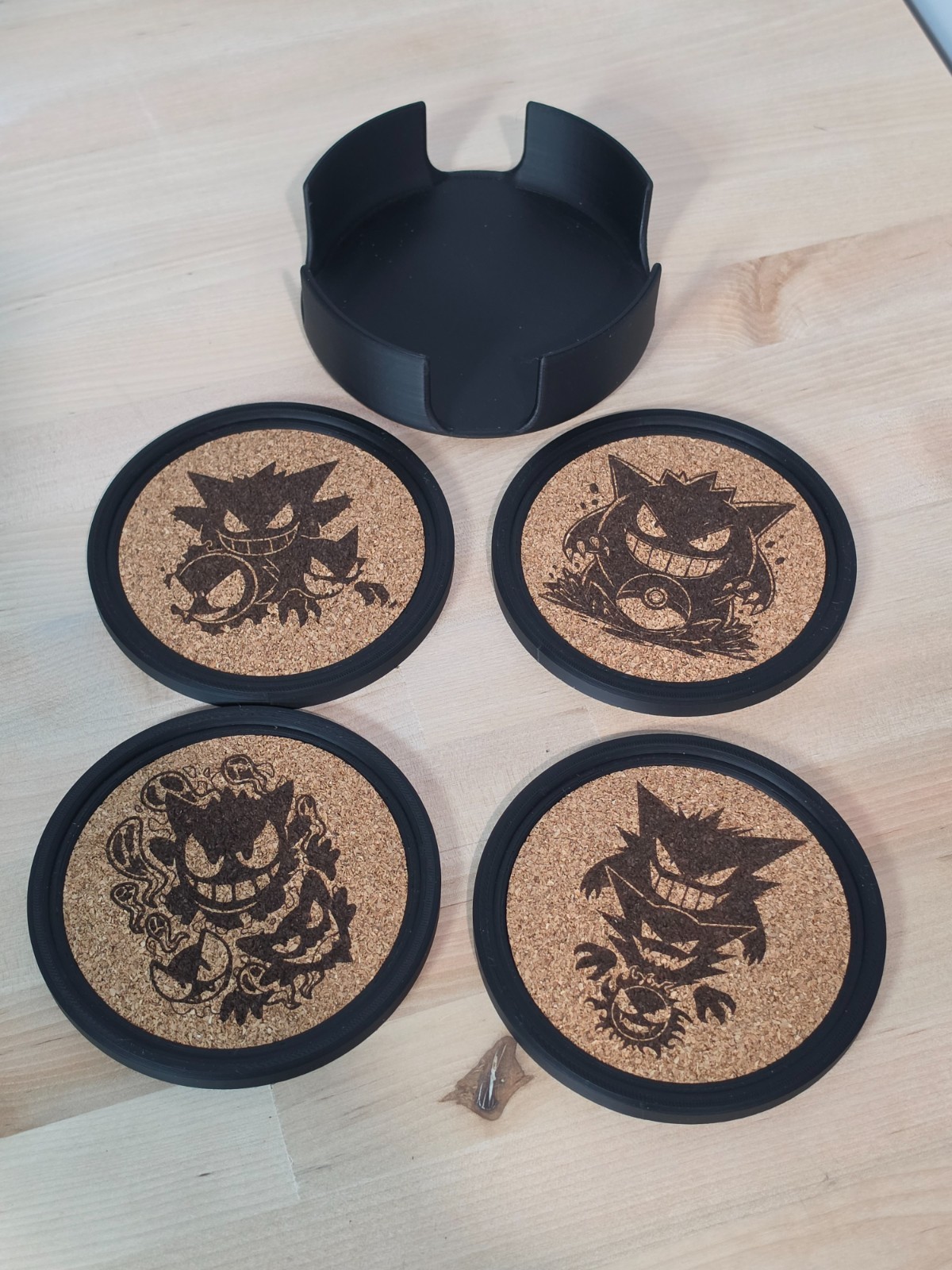 Pokemon - Gengar Inspired Laser Engraved Coasters and Holder