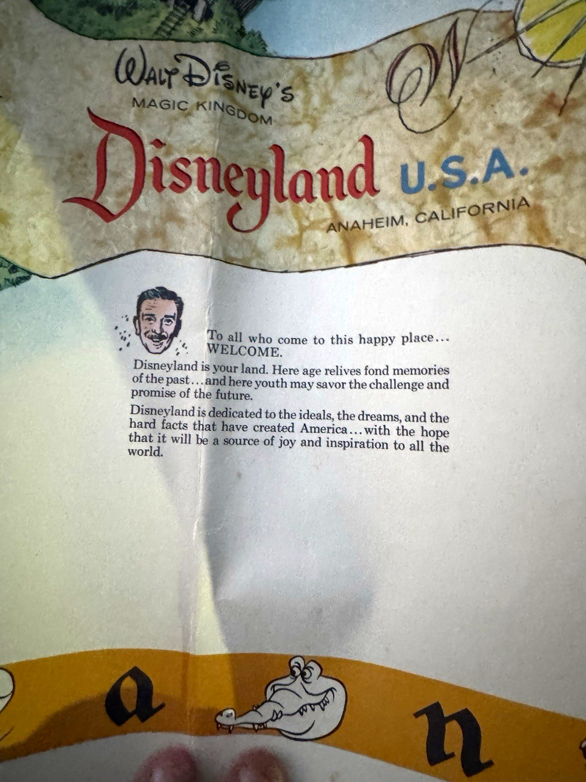 Walt Disney Productions Disneyland Magic Kingdom U.S.A. Map Souvenir 1958