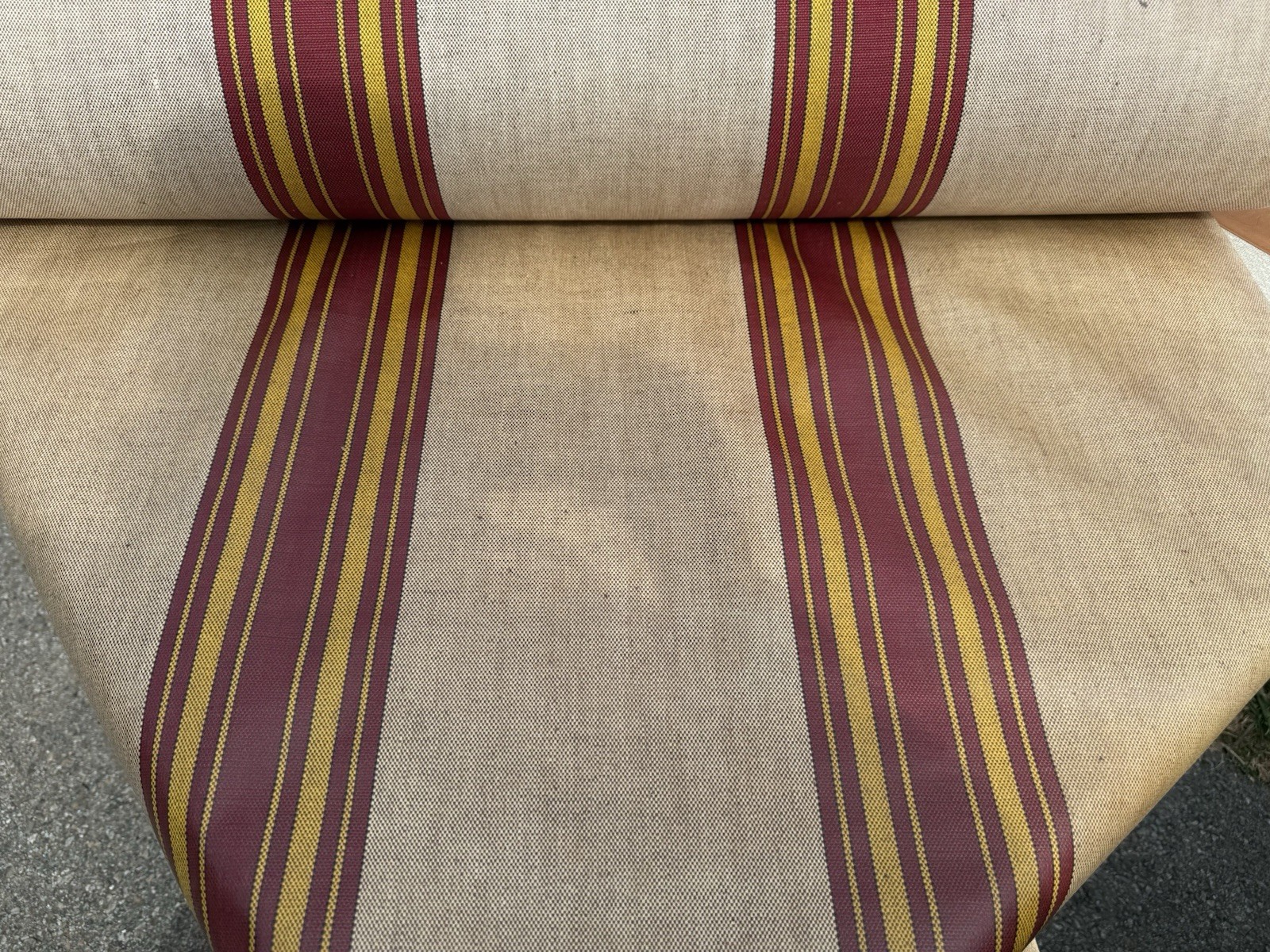VINTAGE OILCLOTH FABRIC DECO STRIPED AWNING 40’s 50’s UPHOLSTERY TWEED AMP CLOTH