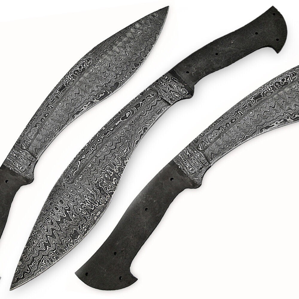 12'CUSTOM HANDMADE DAMASCUS STEEL HUNTING KUKRI KNIFE BLANK BLADE x-122