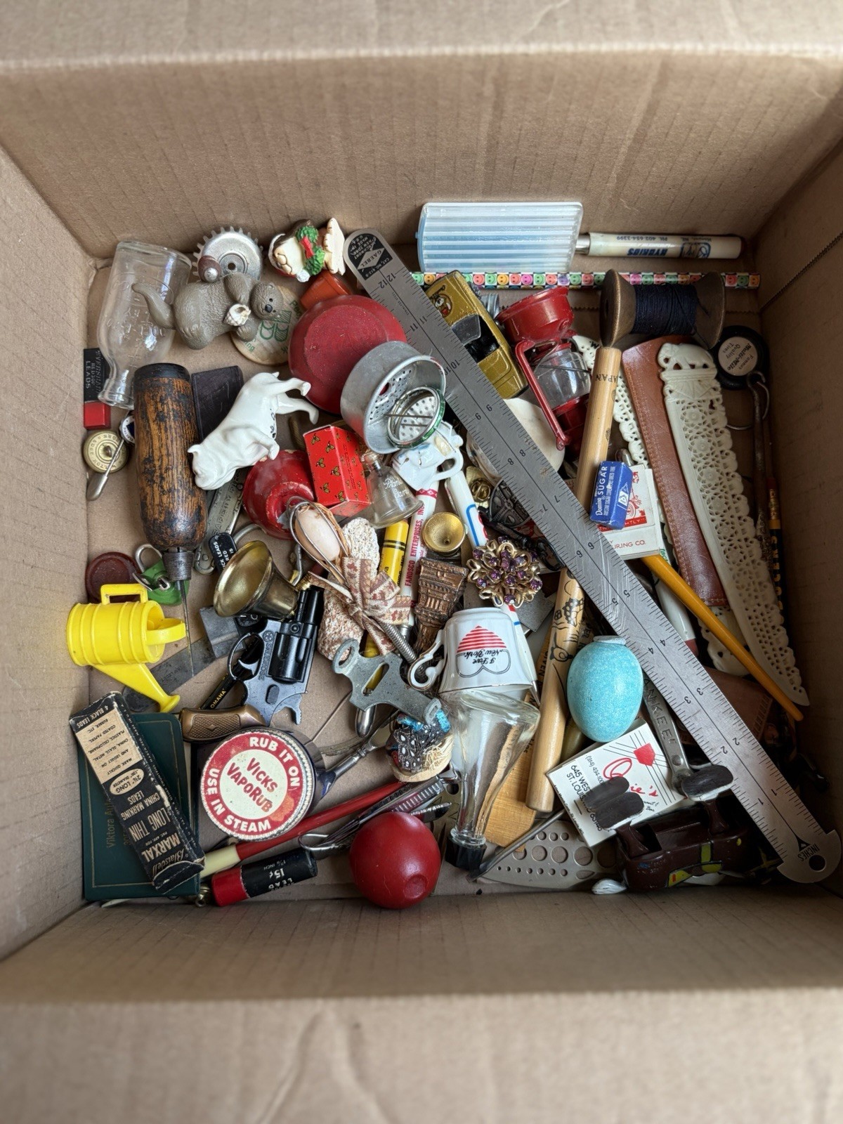 Vintage Grandpa\'s Junk Drawer Lot Pepsi Opener Yankee Vicks Advertising Pencils 