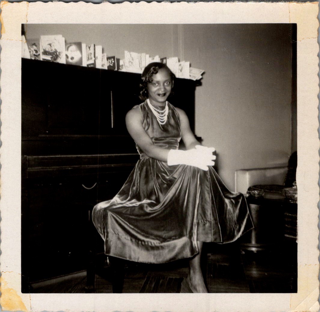 African American Woman Pearls & Gloves Brooklyn 1950s Kodak Photograph