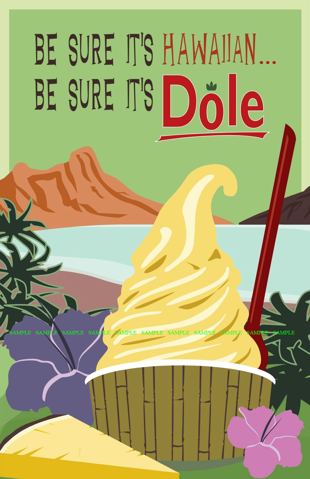 1986 Disneyland Dole Whip Pineapple Enchanted 11 x 17 Tiki Room Poster