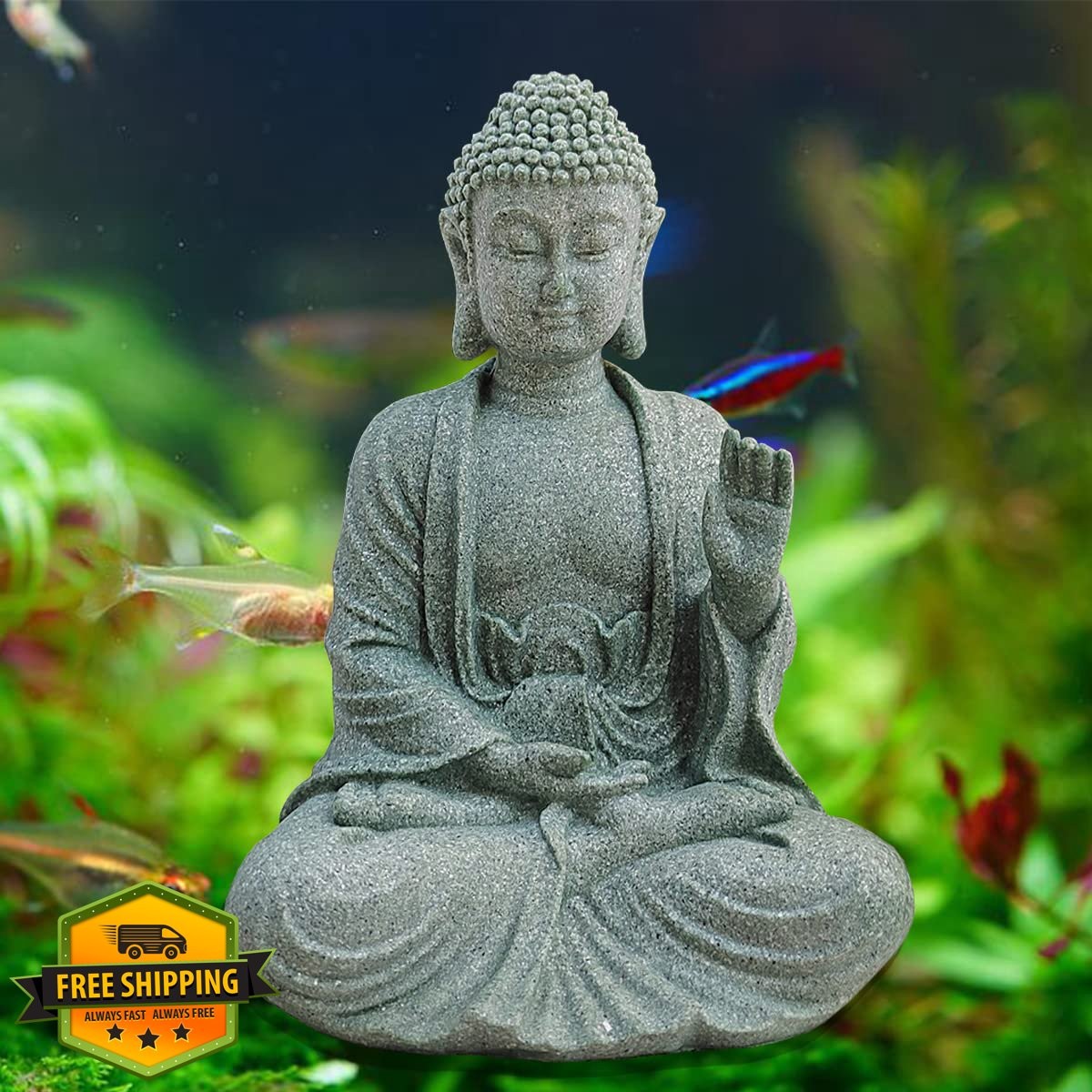 livelyfish Large Aquarium Buddha Statue Japanese Meditation Sculpture