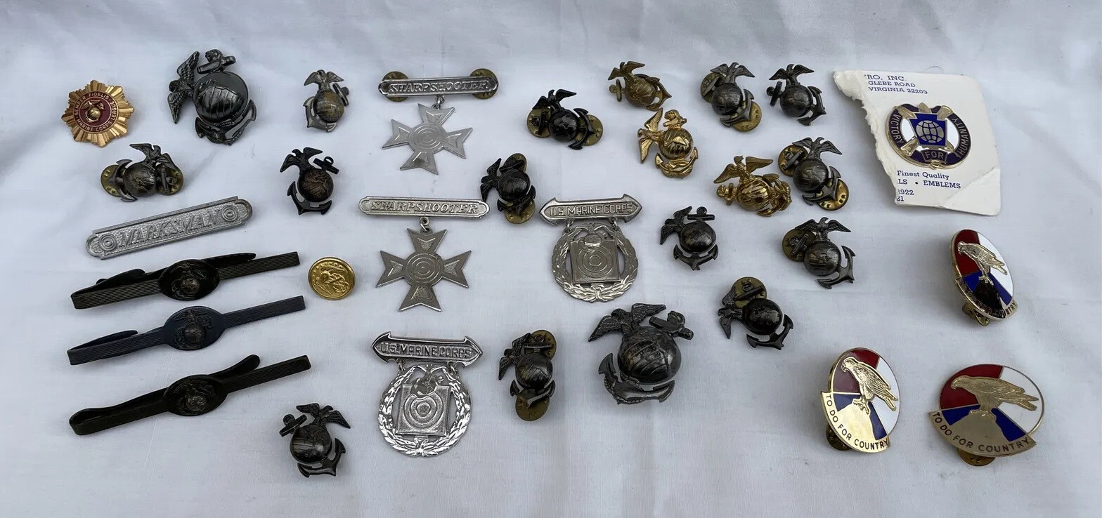 Large Lot Of 32 Vintage Marine Pins