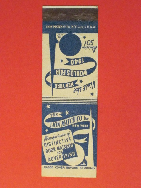 1940 New York World's Fair Matchbook Cover / Lion Match Co. (Dark Blue) Swift