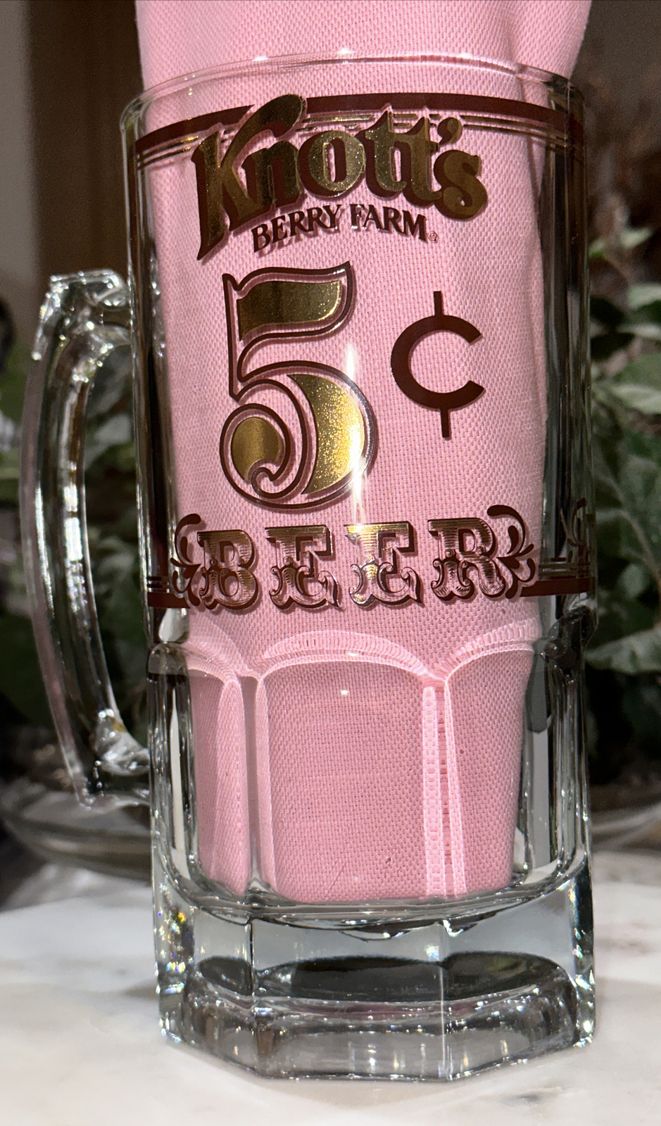 Knott\'s Berry Farm 5¢ Beer VTG Tall Heavy 8\