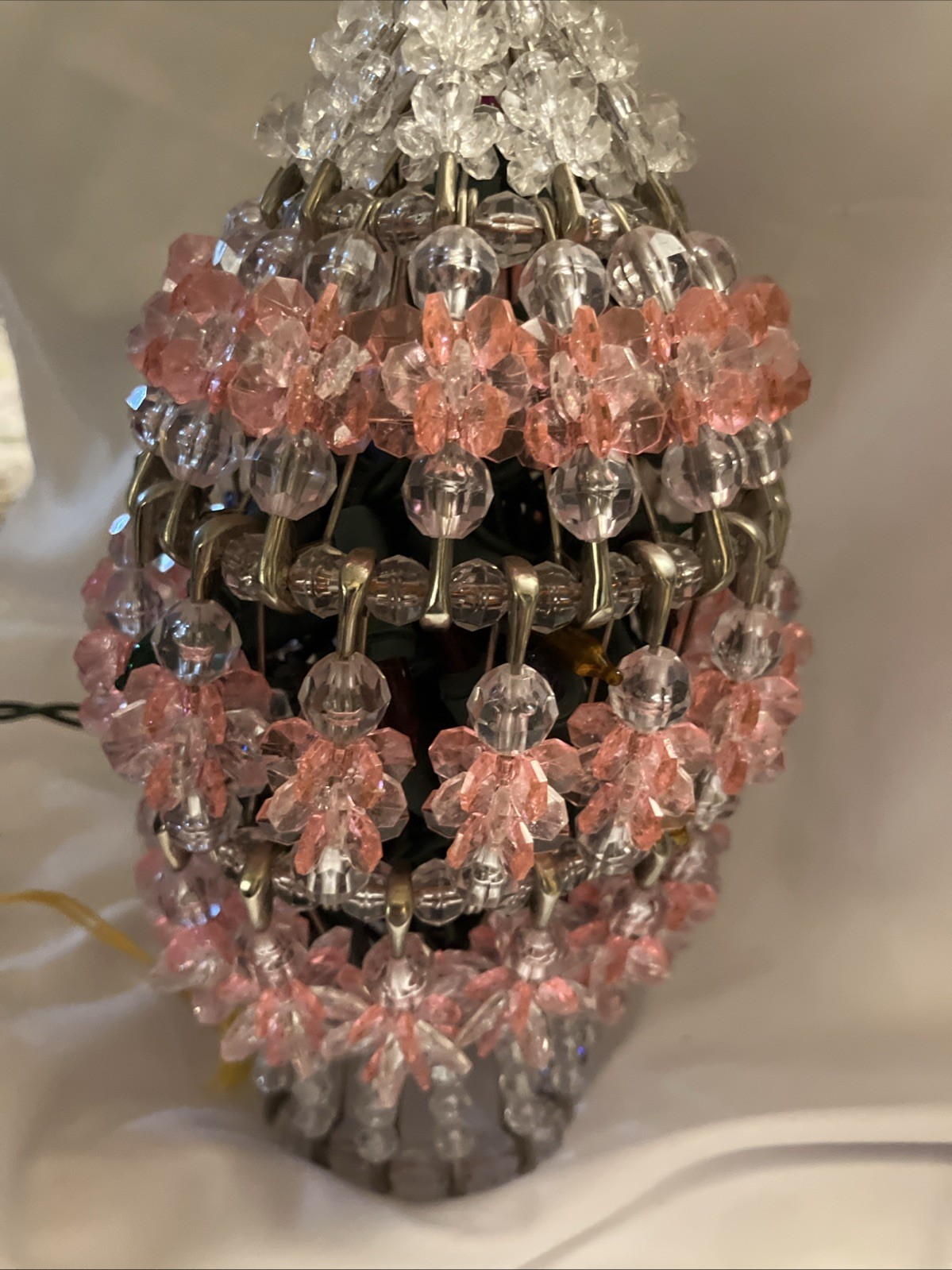 Vintage Safety Pin And Pink Bead  Fairy Lamp  Award Winner Dutchess County Fair