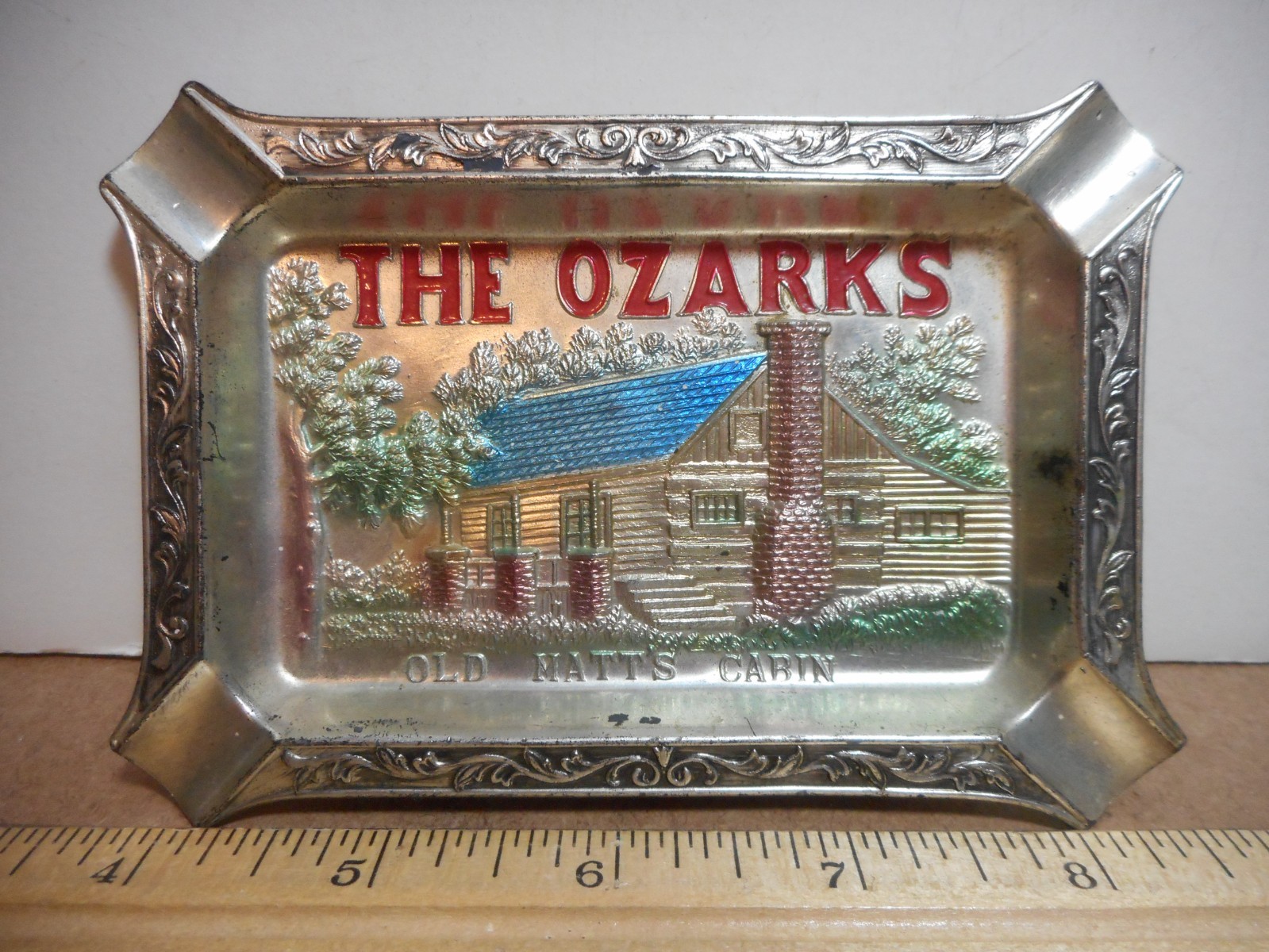 Vintage The Ozarks Souvenir Metal Ashtray