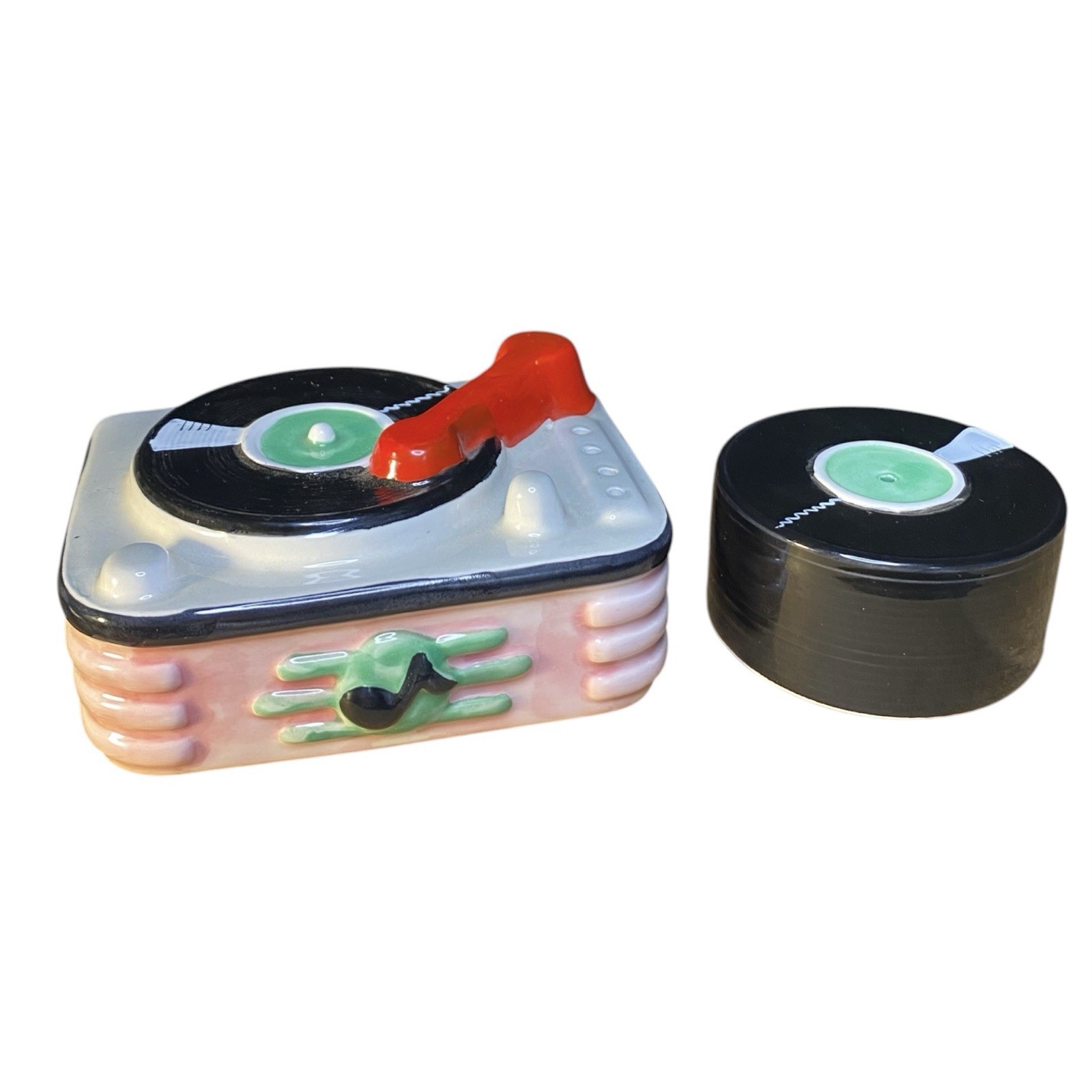 Vandor Retro Style Record Player & Stack Of Records Salt & Pepper Shakers
