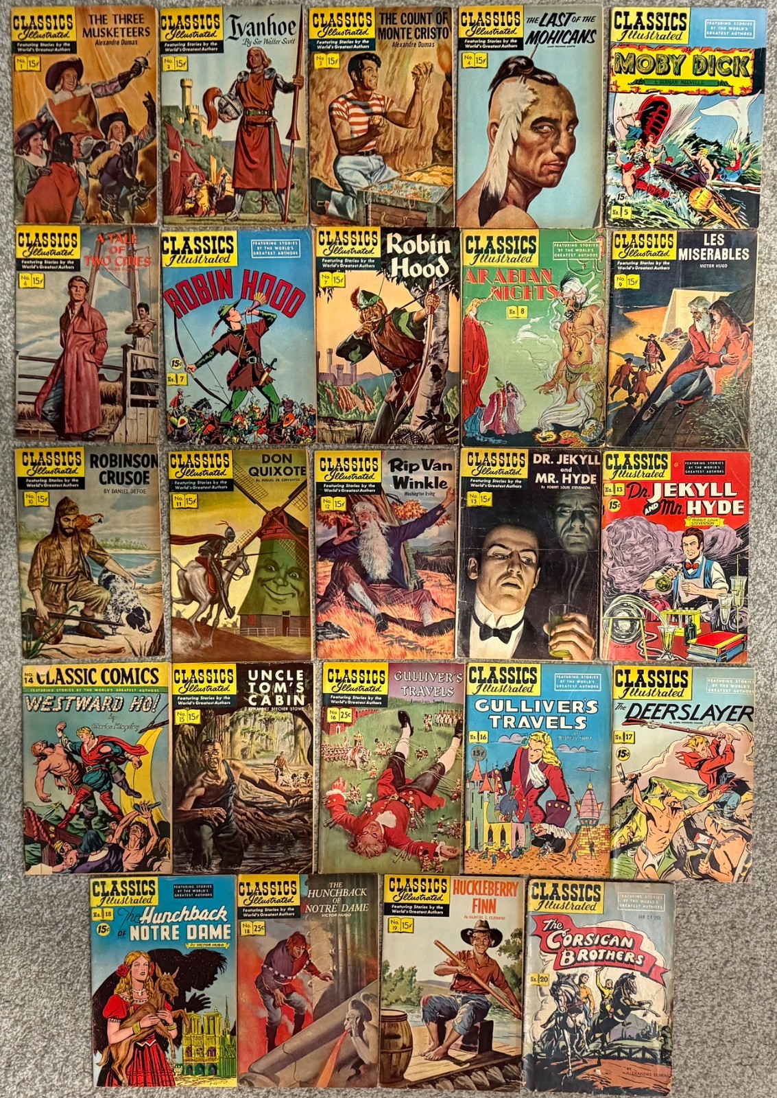 Lot of Complete Minus 1 CLASSICS ILLUSTRATED Golden Age Comics 17 ? 1st Editions