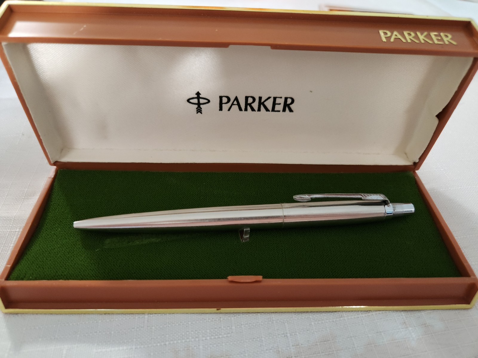 Vintage Parker Classic Flighter Ballpoint Pen - Brushed Steel Made in England