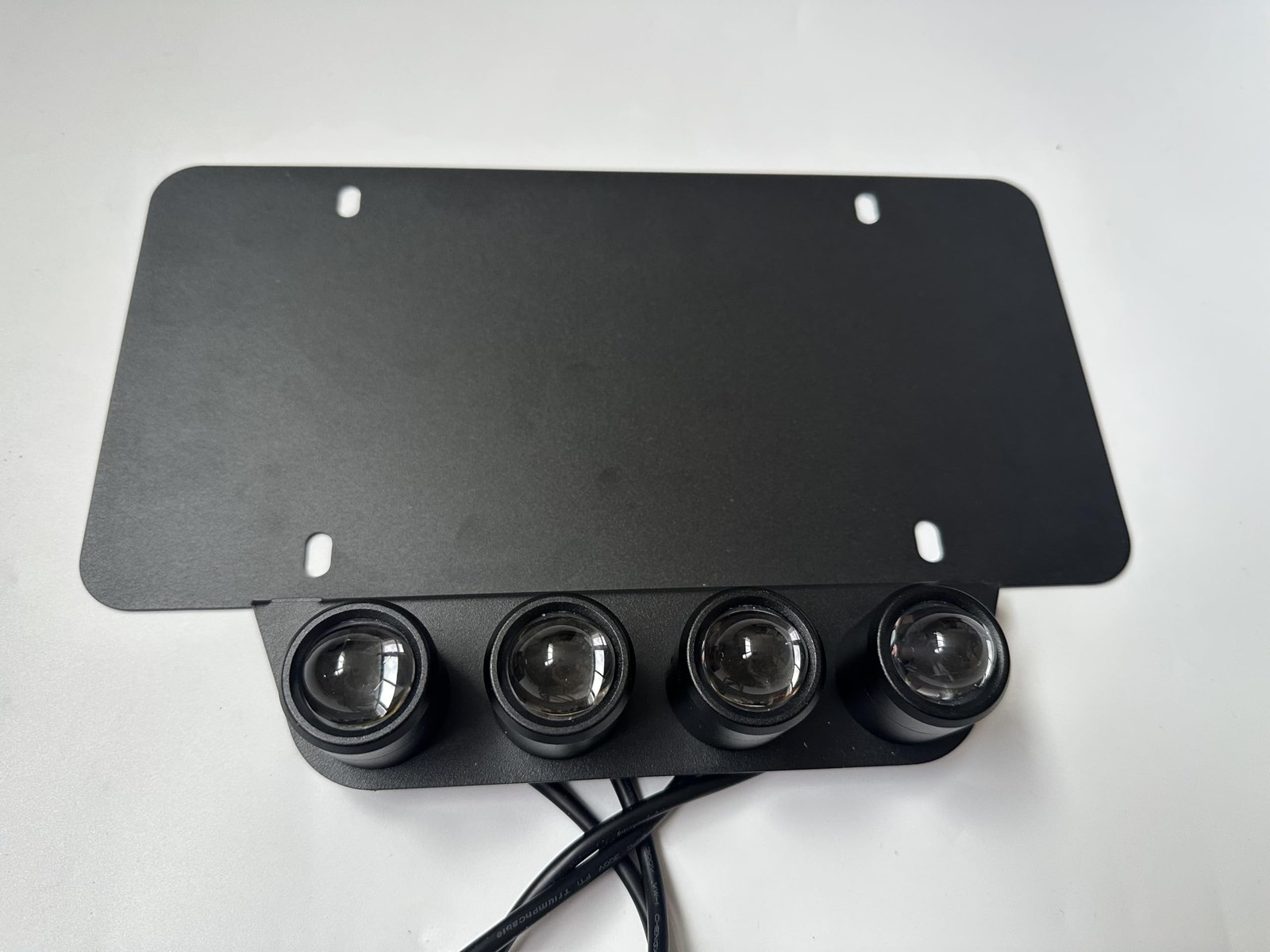 Universal License Plate Mount Bracket 4 LED White Amber Strobe Lights Remote