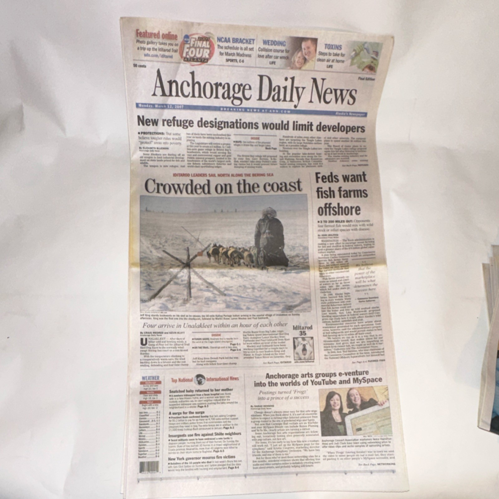 Anchorage Daily News Crowded on the Coast Newspaper March 12, 2007