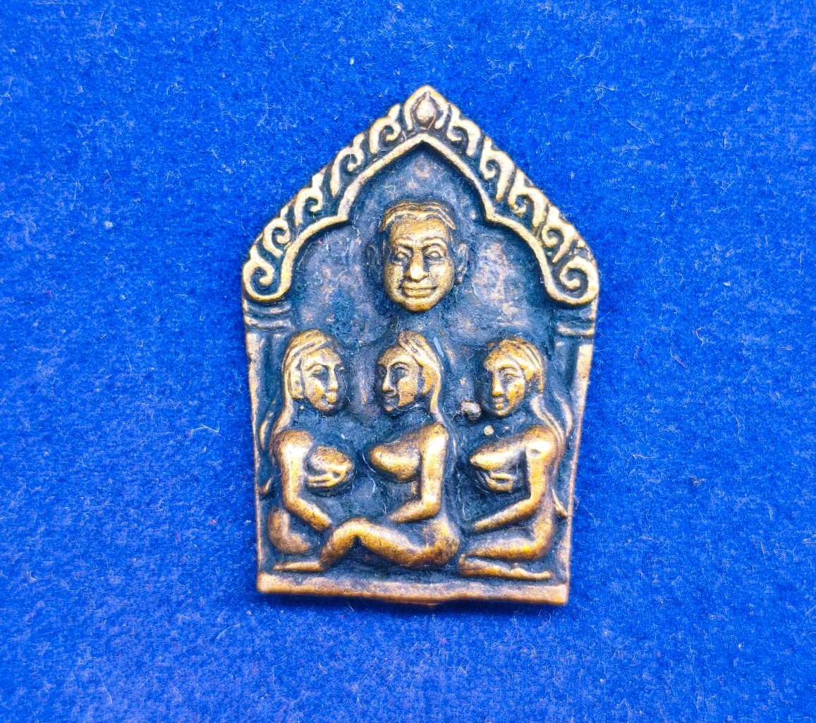 Thai Amulet Phra Khun Paen 3 Ladies Brass Statue Love Charm Attraction Luck Idol