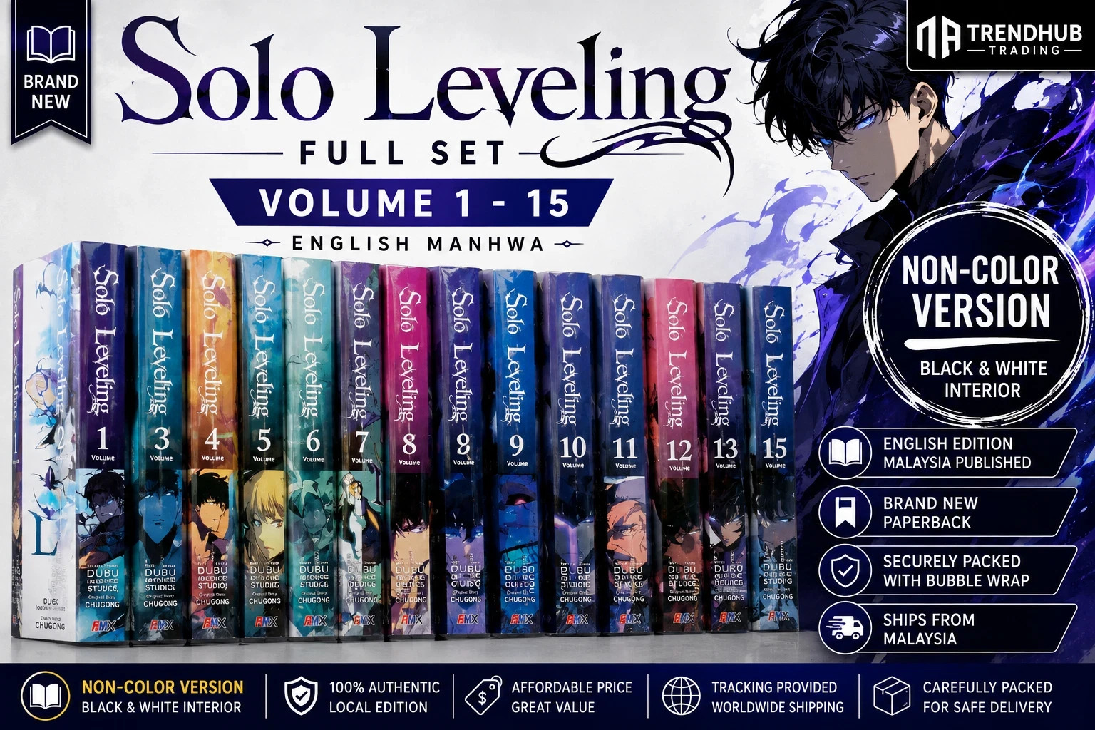 Solo Leveling Manhwa Vol 1 -15 English Version Complete Set