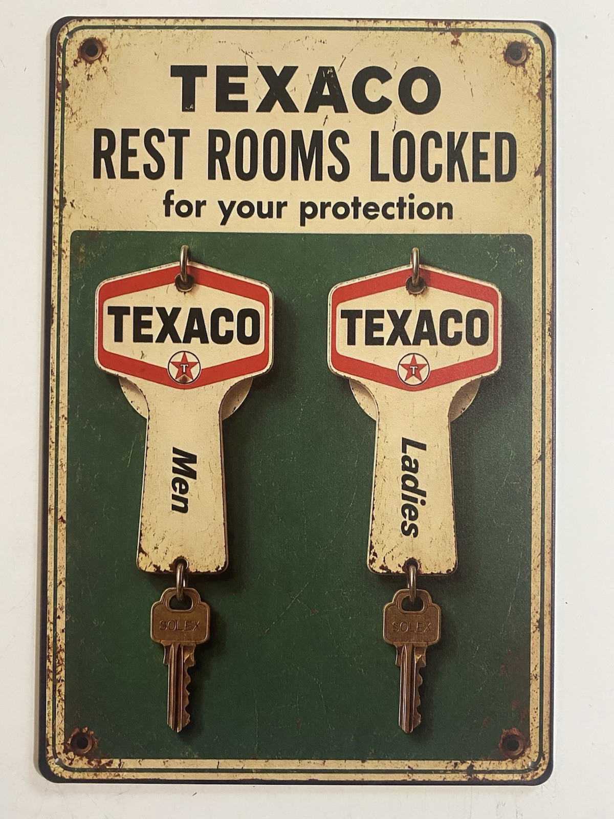 Texaco Gasoline Gas & Oil Sign - Texas Fuel Company - Vintage Restrooms