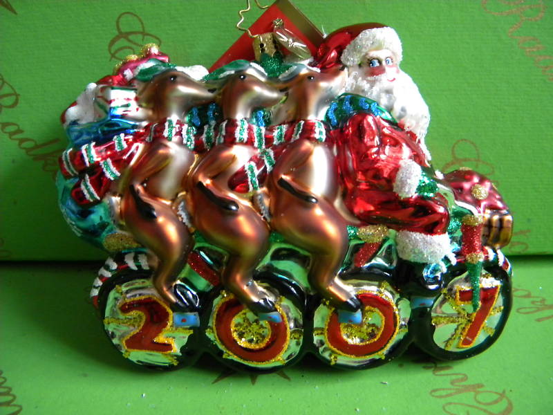 Christopher Radko Santa Tandem Glass Ornament 