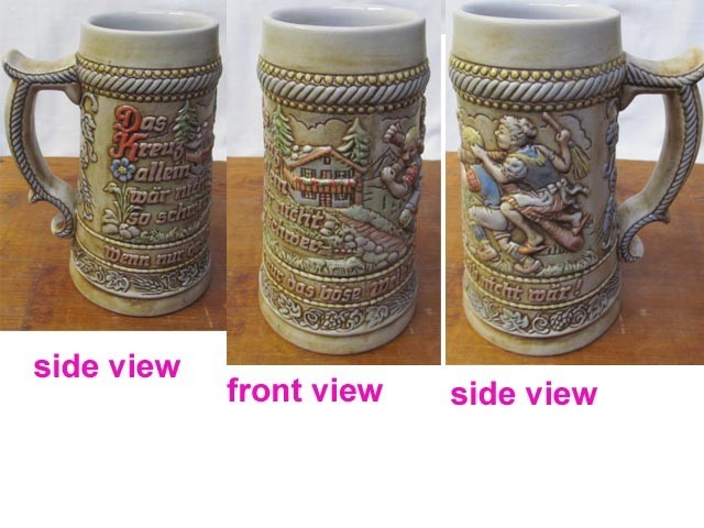 Vintage German Beer Stein Nagging Wife Motto Ceramarte