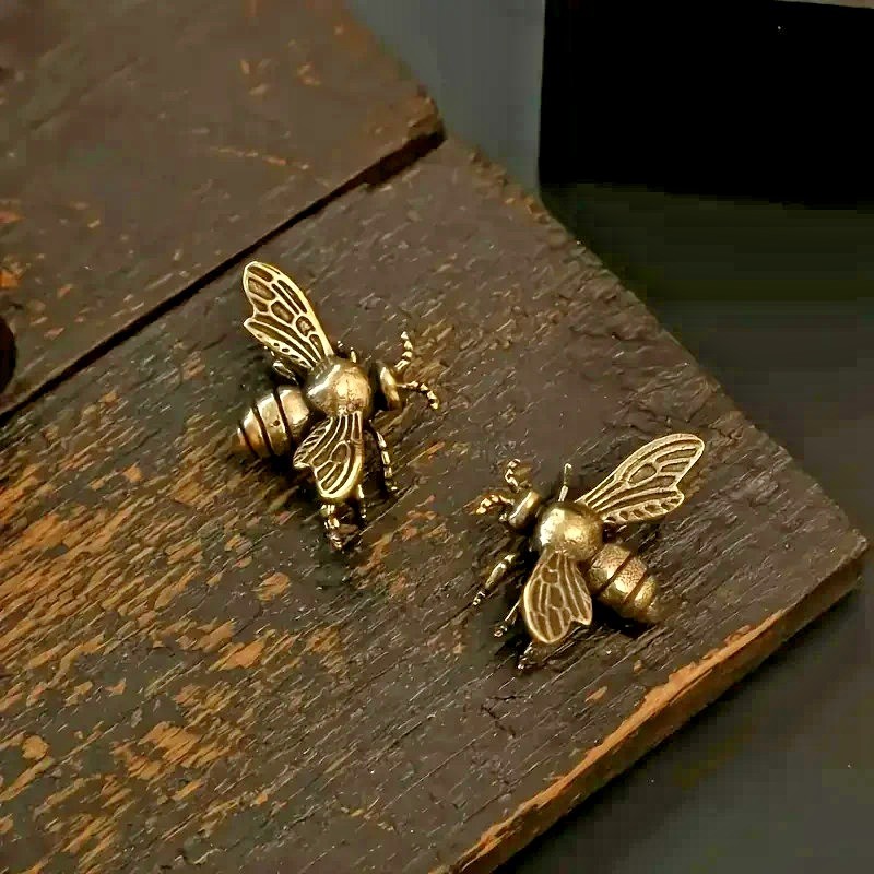Pair Vintage Style Solid Brass Copper Honey Bee Figurine Insect Bee 1.5\