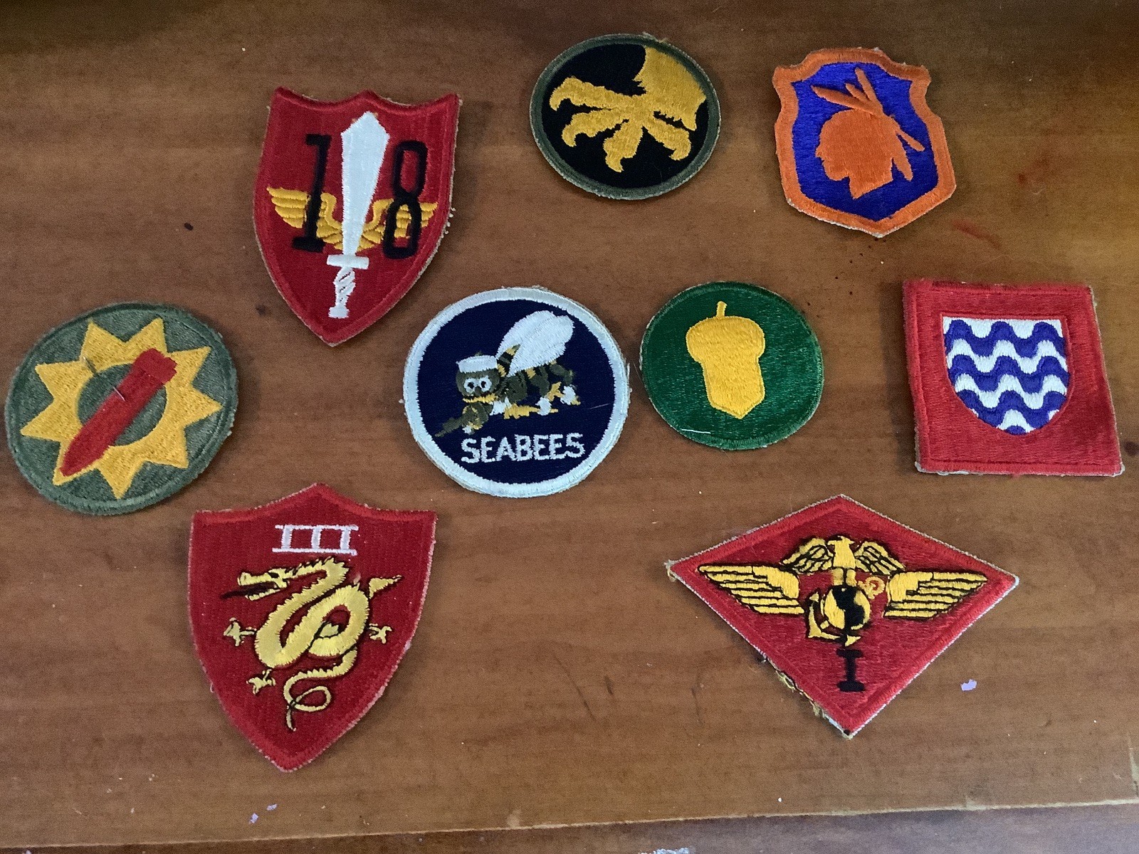 Group Of Original WWII US  Patches USMC And Army