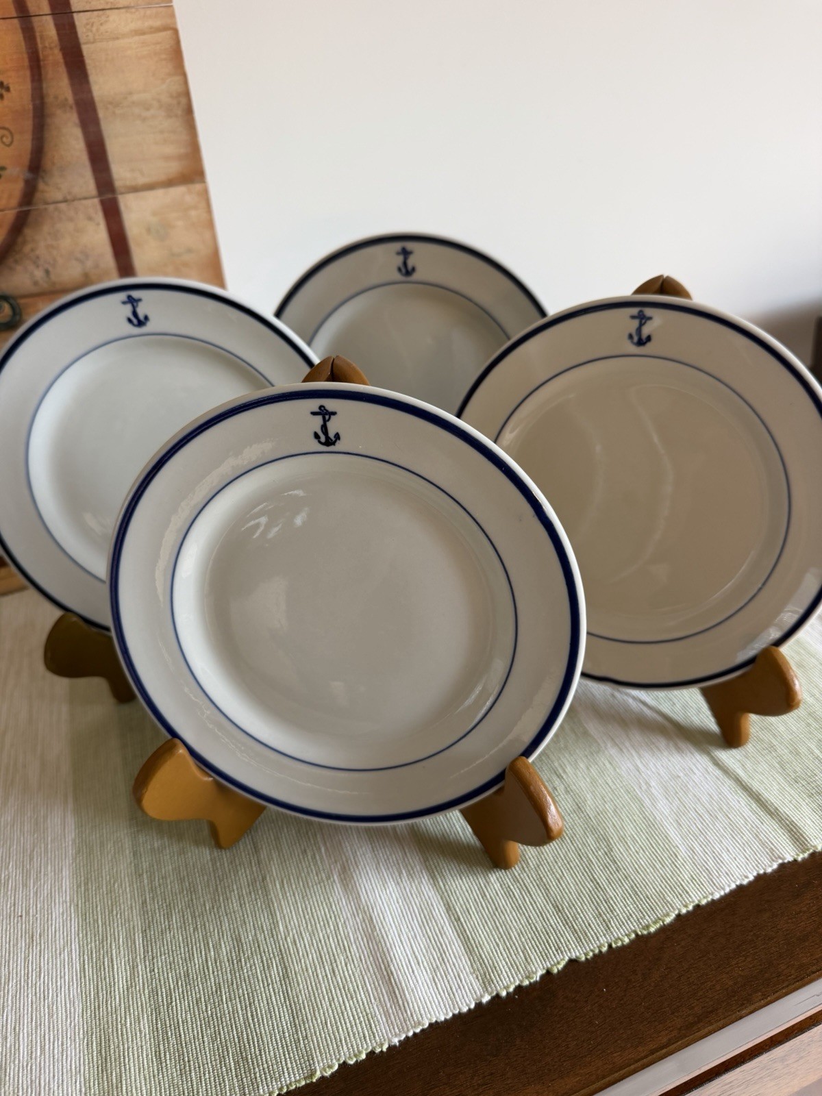 4 US Navy Fouled Anchor 7 1/4 In. China Cake Plates Sterling Ohio China
