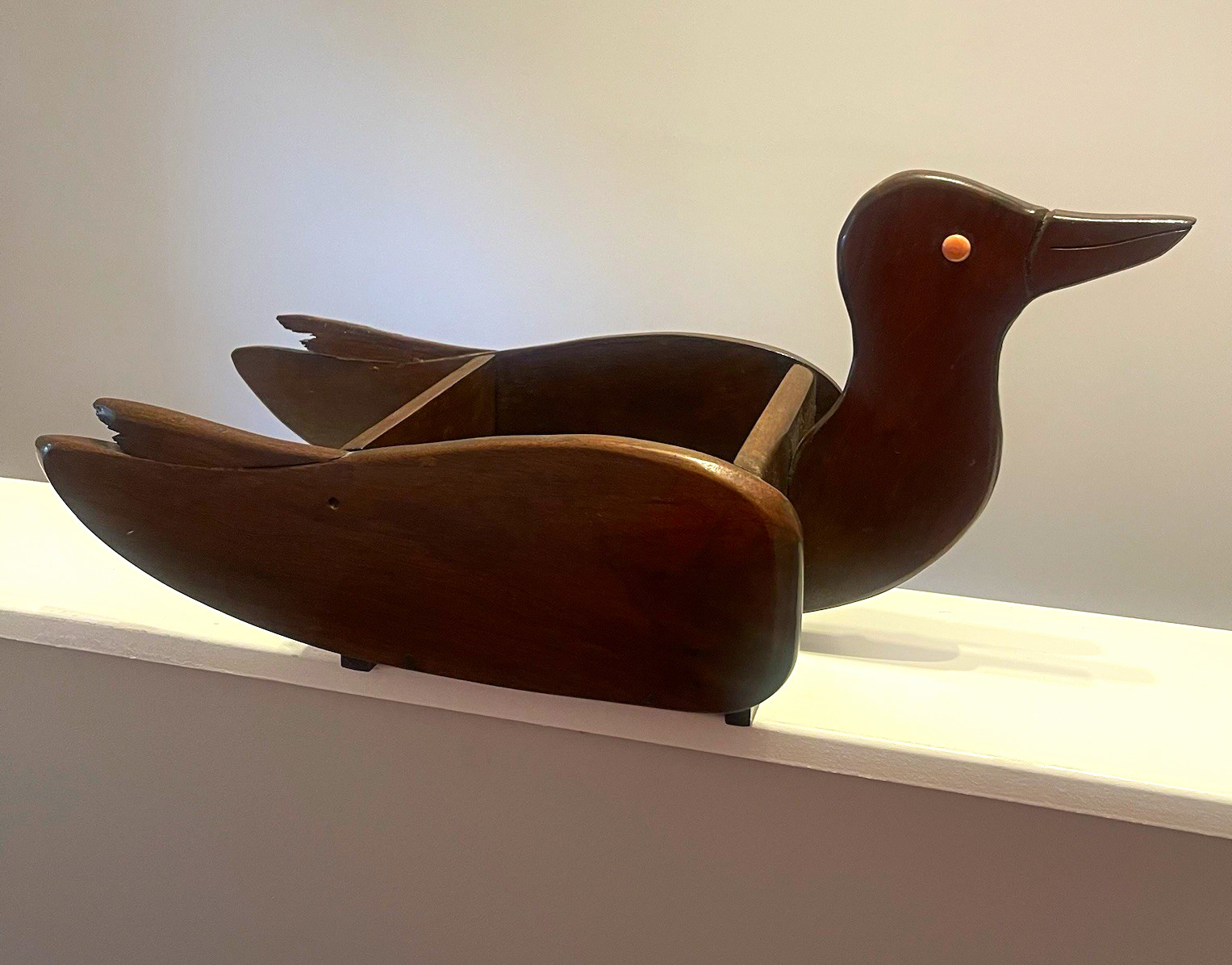 Vintage Handcrafted Wooden Duck Caddy Planter Catchall Desk Organizer Tray