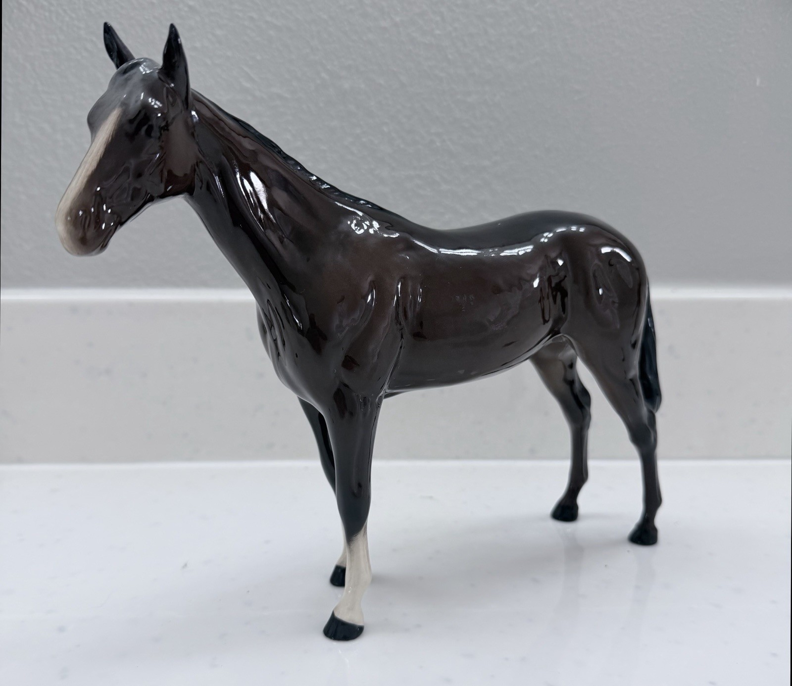 Beswick Porcelain Horse - Glossy Brown 8” X 10” - Excellent