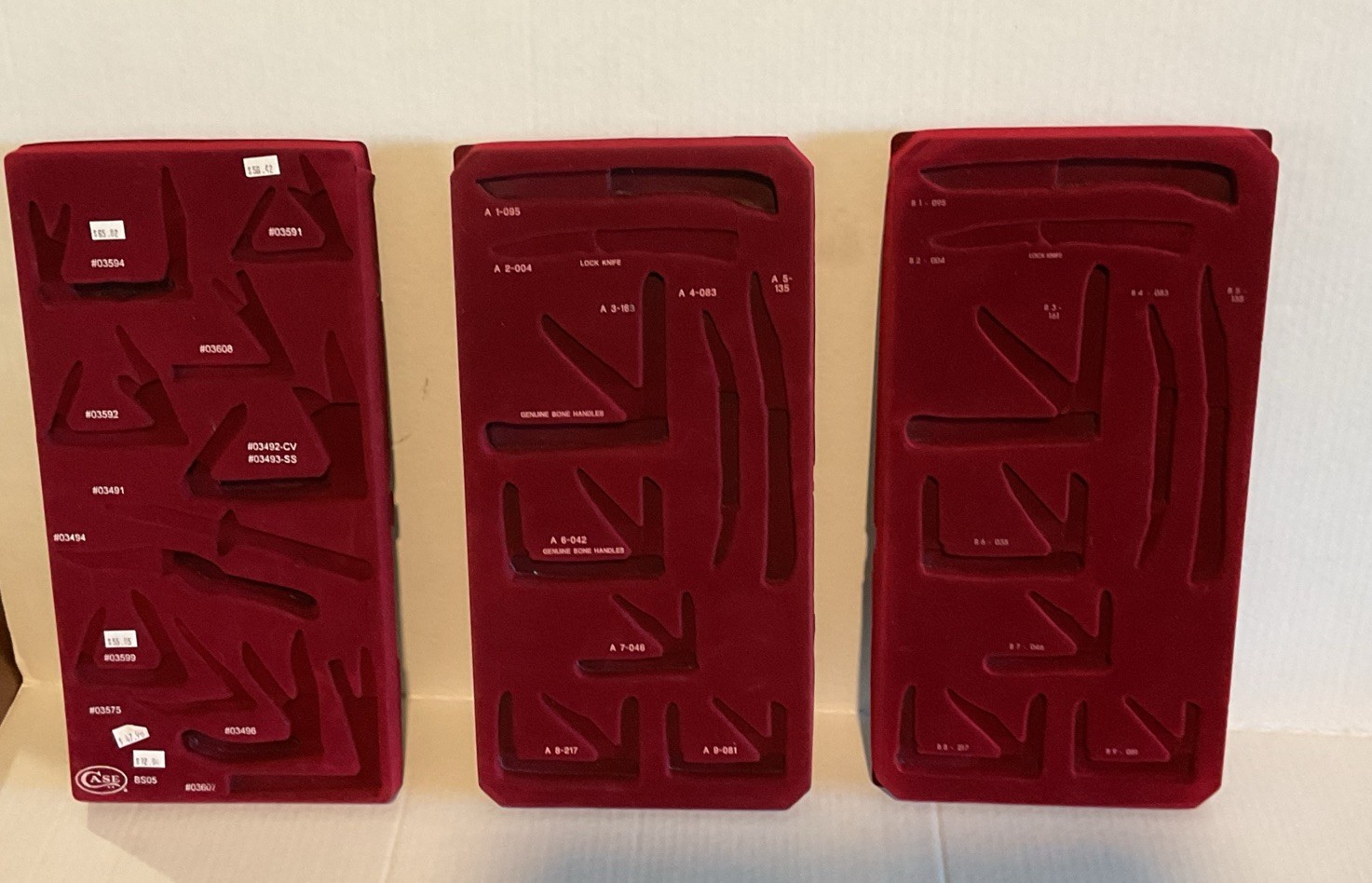 Six Case XX 15.25”x 7.75” Felt Cardboard Molded Insert Displays Very Rare