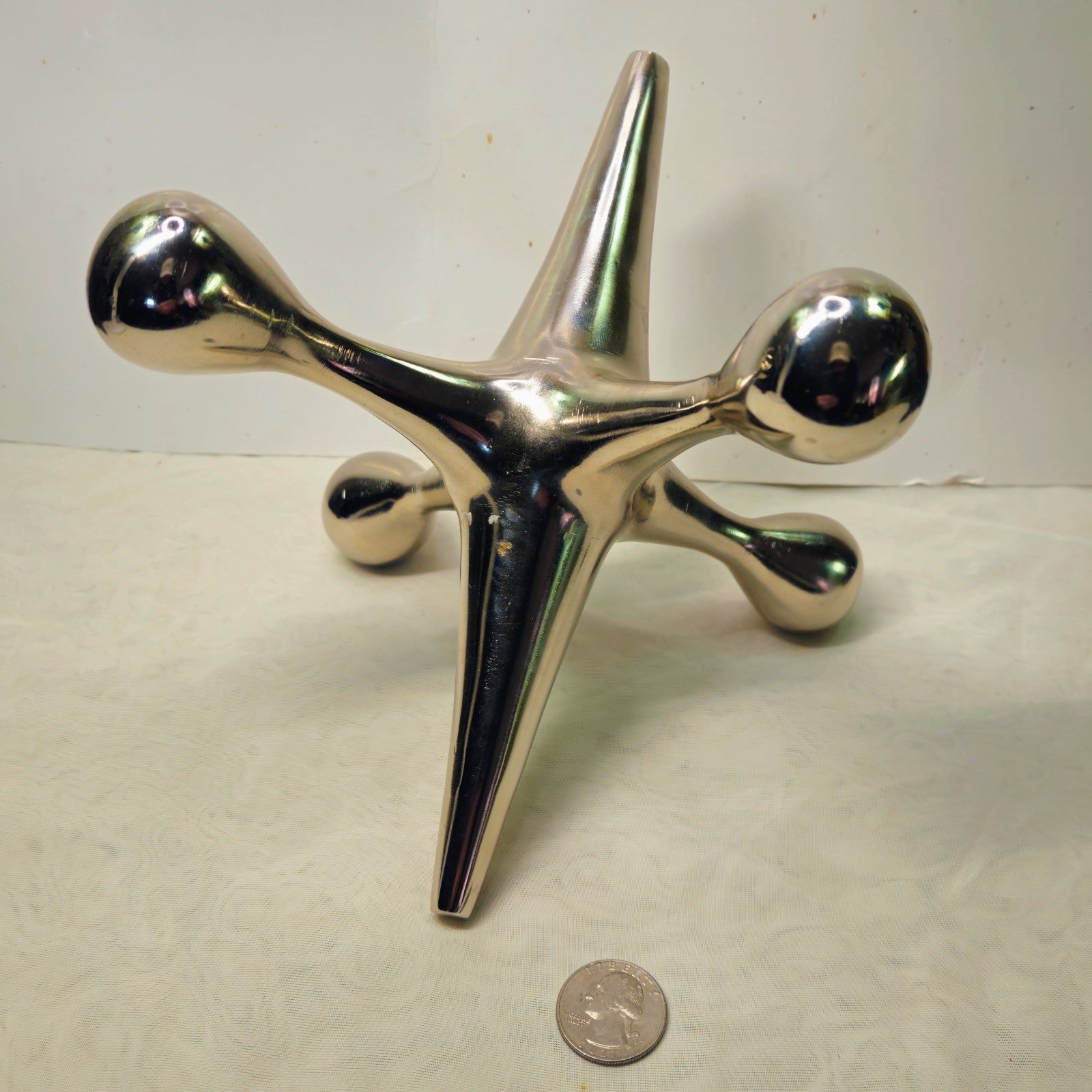Vintage 9 Inch Chrome Jax - Jacks Sculpture Design Line Retro Doorstop - Bookend