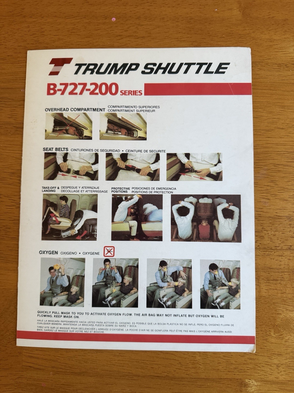 Trump Shuttle 727-200 Safety Card