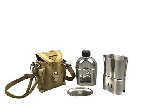 Canteen Cookware Set: 5 Piece Stainless Steel Camping Mess Kit