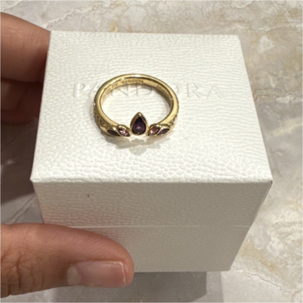 Pandora Disney Frozen Queen Anna Tiara Ring 14k Gold Plated Purple Stones