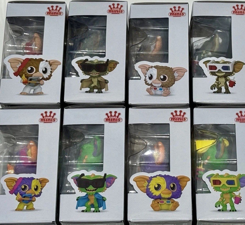 GREMLINS FUNKO MINIS COMPLETE SET of 8 SEALED Vinyl Figures W DISPLAY BOX.