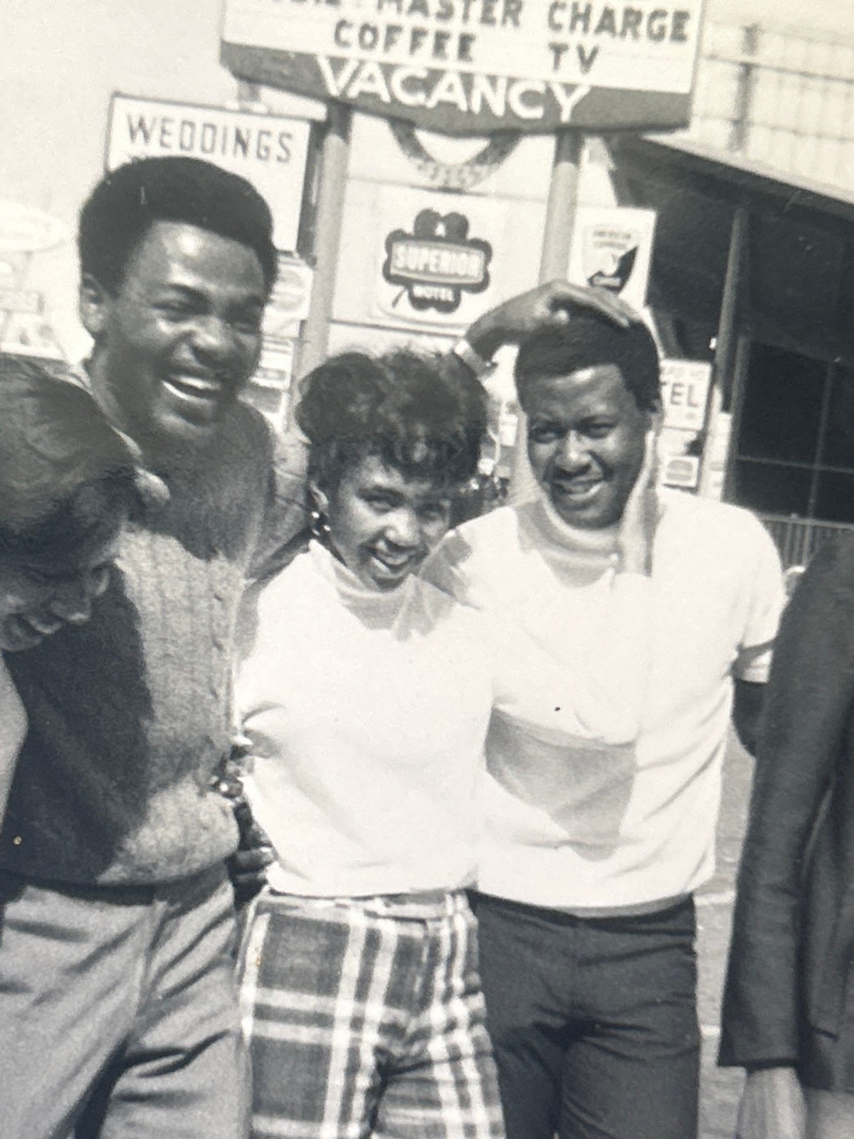 1960s African American Friends Motor Hotel Sign B&W Photo Black Americana