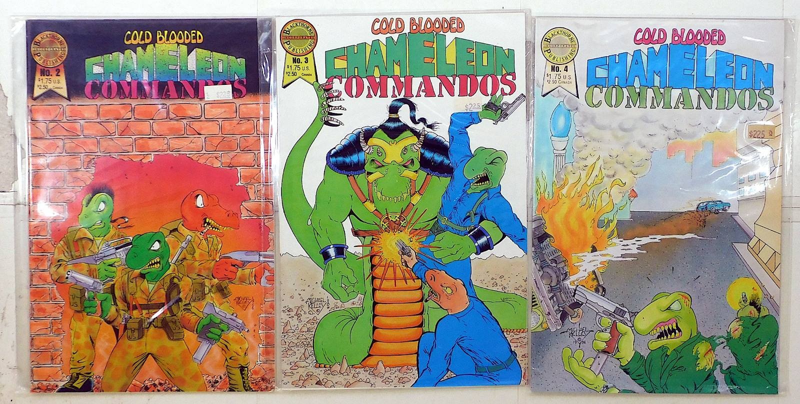 Cold-Blooded Chameleon Commandos Lot of 3 #2, 3, 4 1986 Blackthorne Comic Books
