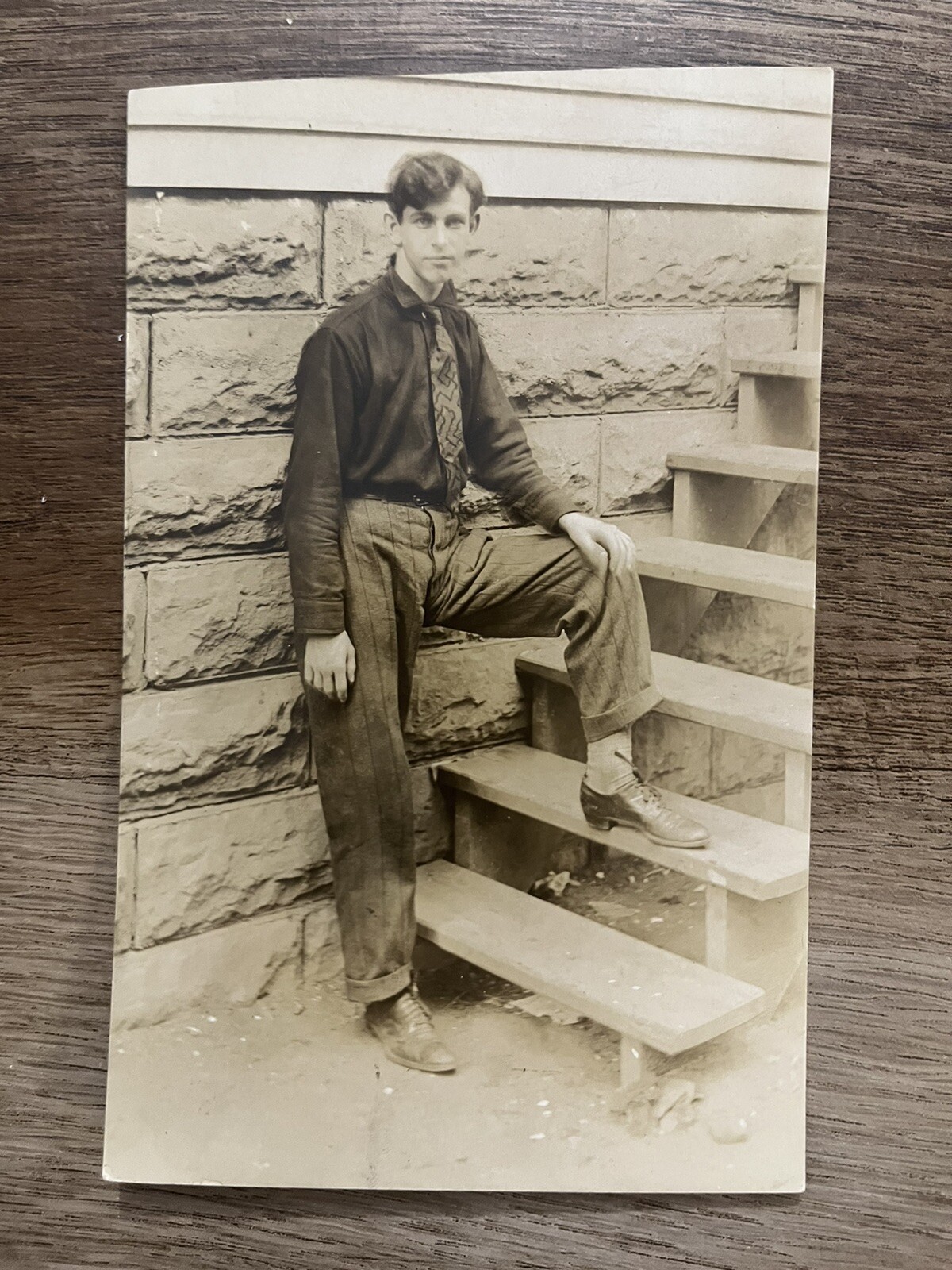 c1920 Portrait Teenage Boy - Antique Real Photo Postcard RPPC