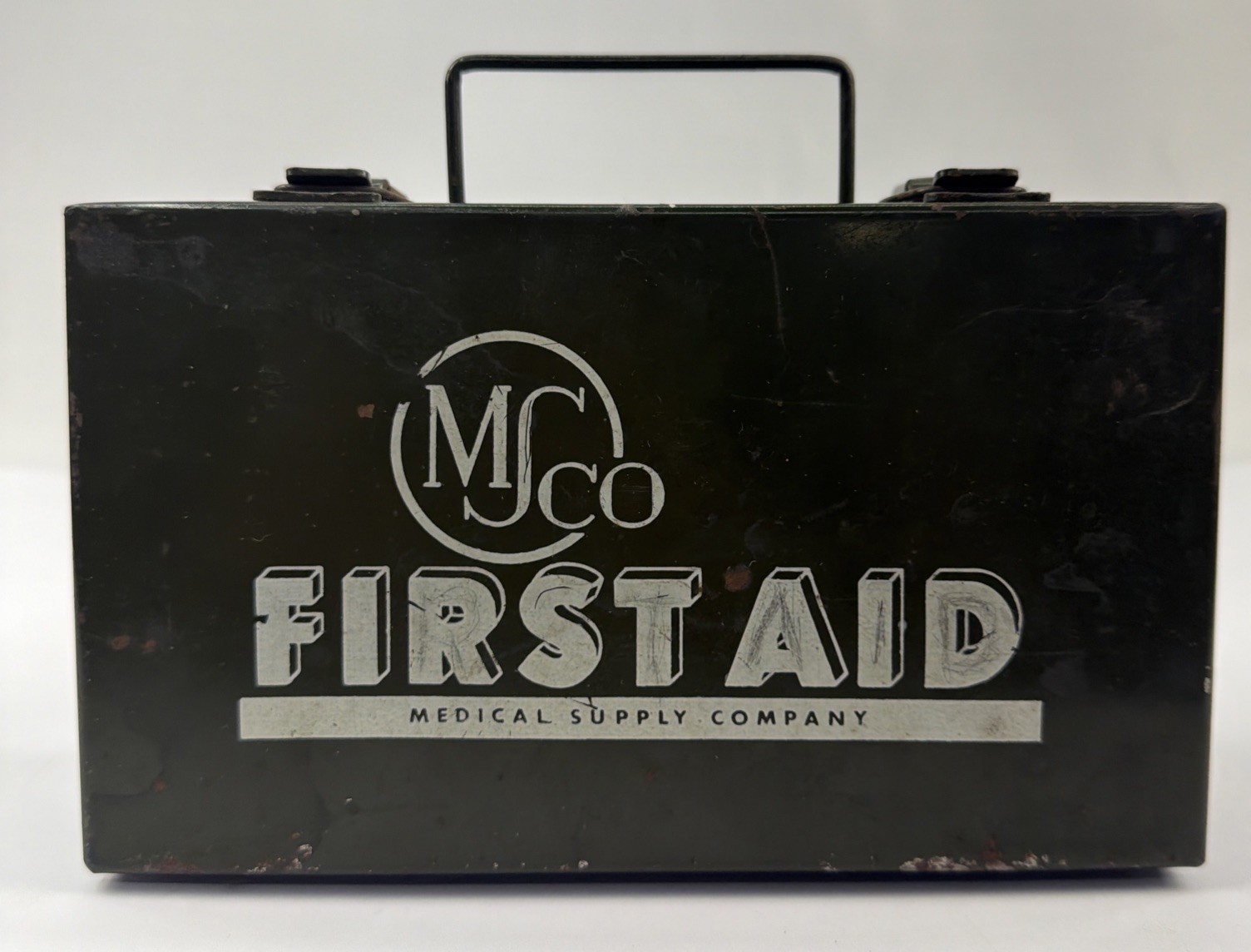 Vintage Metal First Aid Kit Collectible MS Co. USA Metal Box with Contents Rare