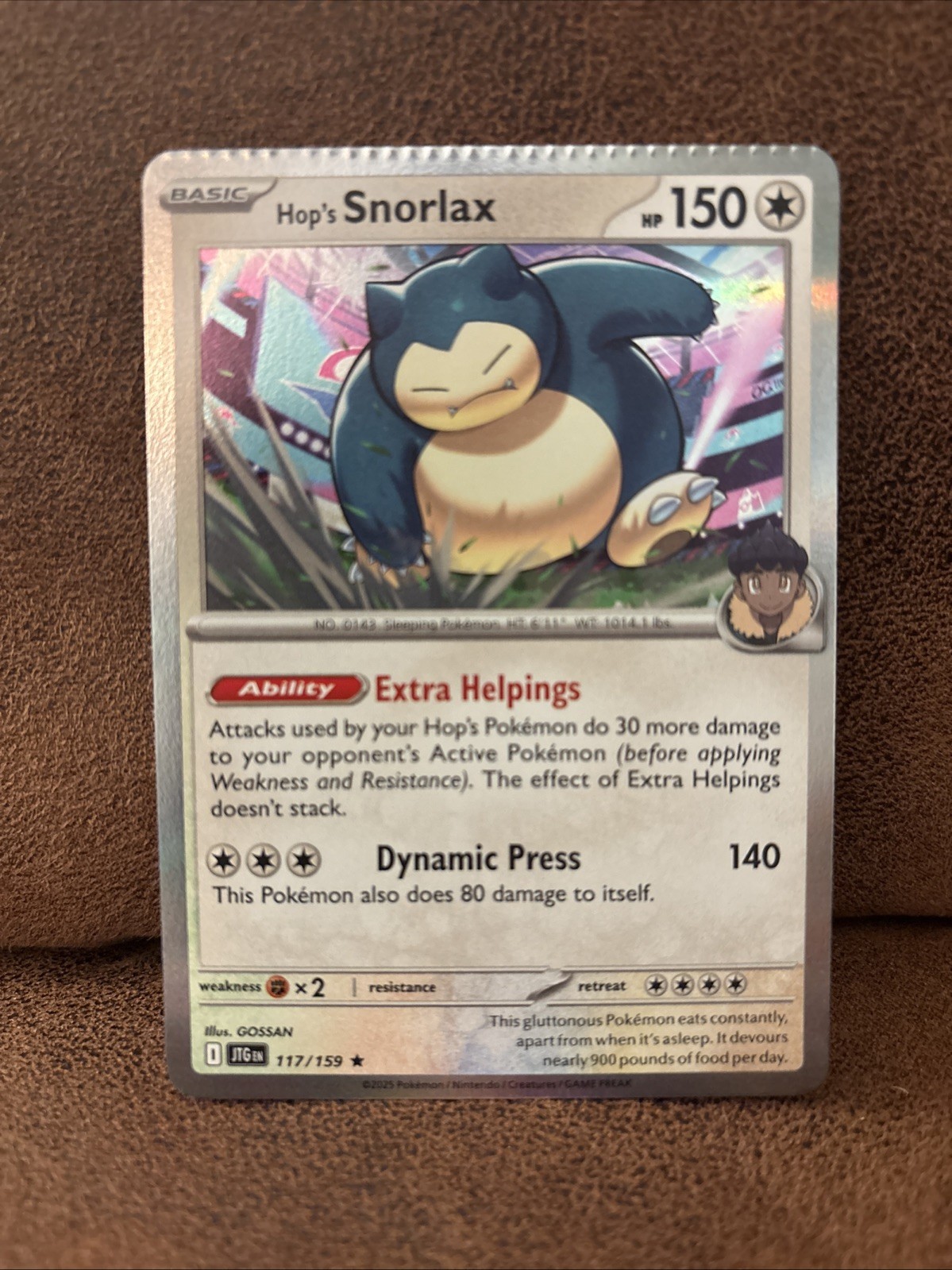 Misprint Hop's Snorlax 117 Holo - Rare Crimp Error   - Near Mint