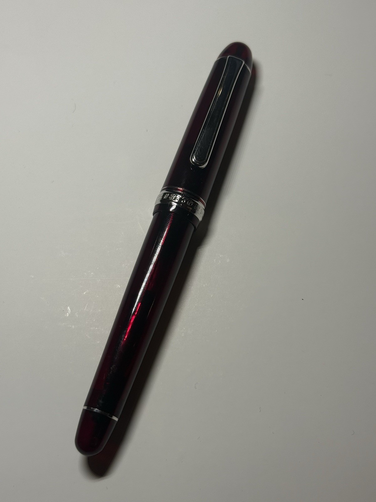 Platinum 3776 CENTURY Fountain Pen Transparent Red & Rhodium - 14K B Nib