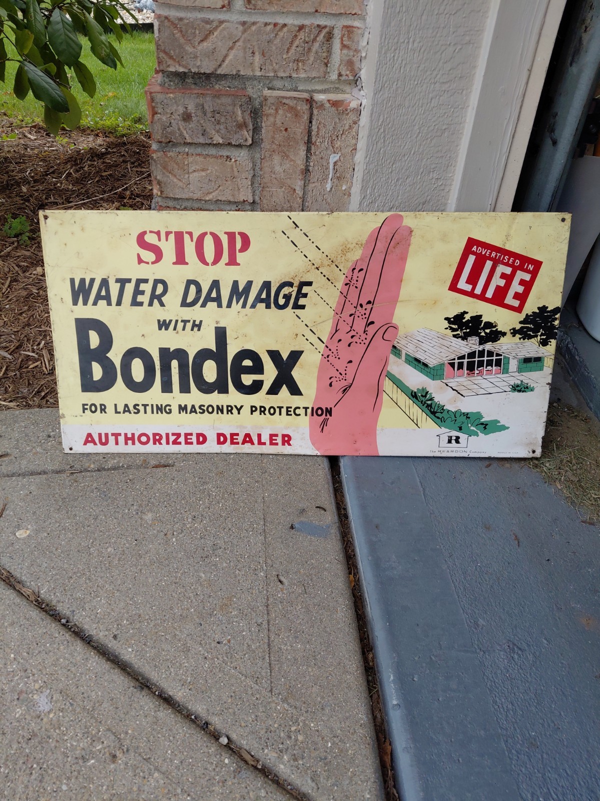 c.1950s Original Bondex Sign Metal Life Magazine Home Repairs Masonry Water Roof